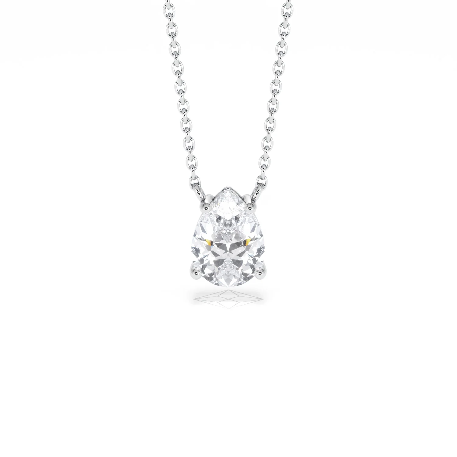 Wanderlust Floating Pear Cut Lab Diamond Solitaire Necklace 1.00ct H/Si in 9K White Gold - Image 10