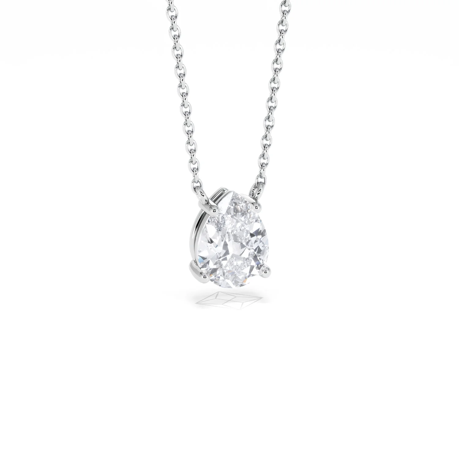 Wanderlust Floating Pear Cut Lab Diamond Solitaire Necklace 1.00ct H/Si in 9K White Gold - Image 14