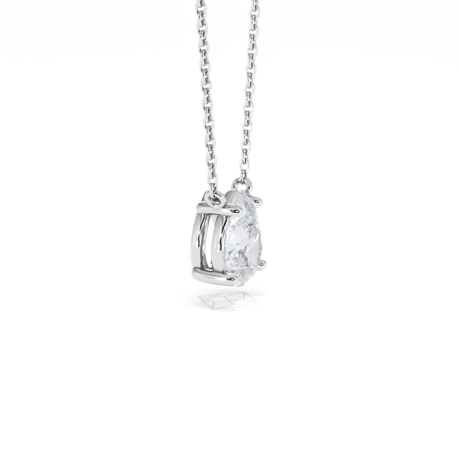 Wanderlust Floating Pear Cut Lab Diamond Solitaire Necklace 1.00ct H/Si in 9K White Gold - Image 24