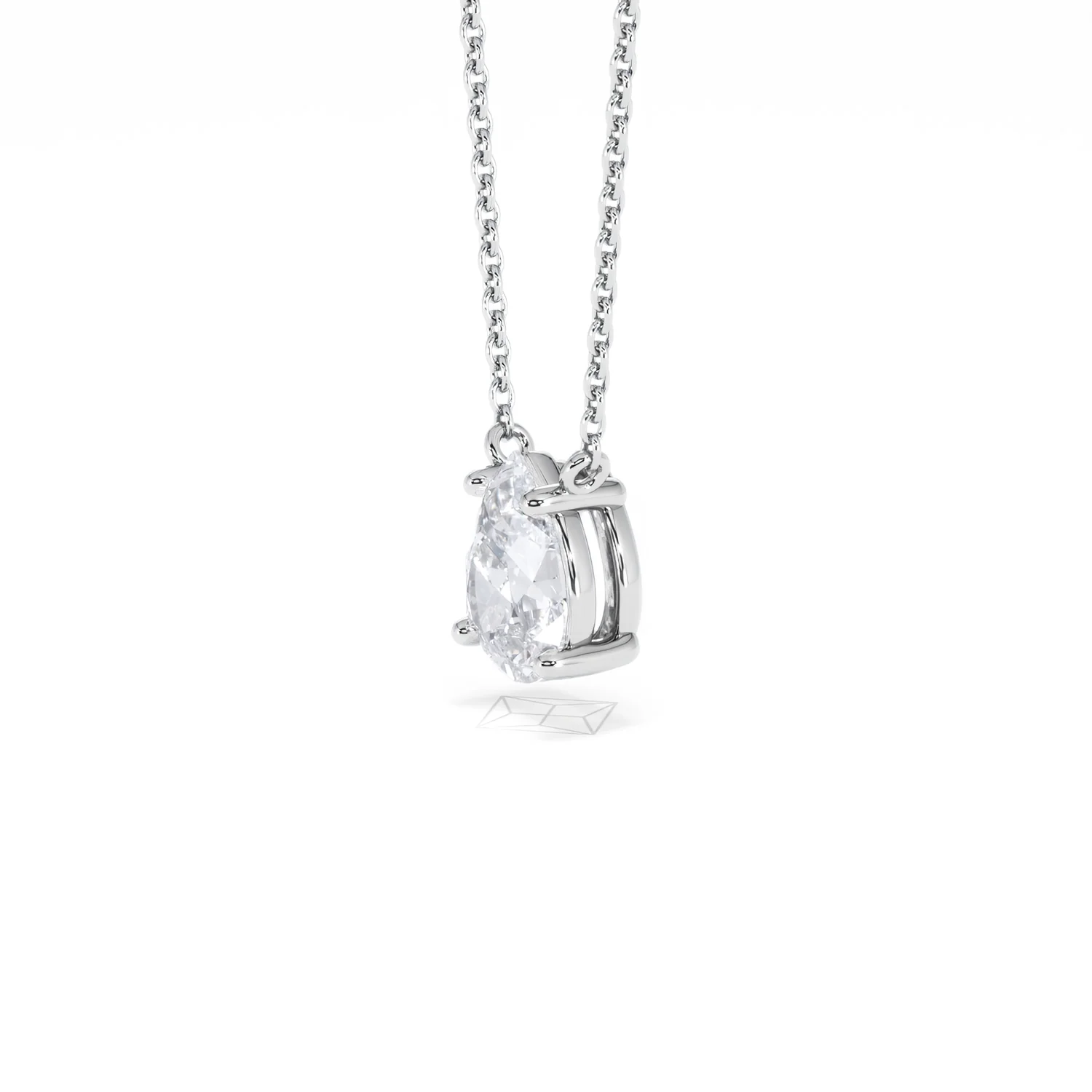 Wanderlust Floating Pear Cut Lab Diamond Solitaire Necklace 1.00ct H/Si in 9K White Gold - Image 77