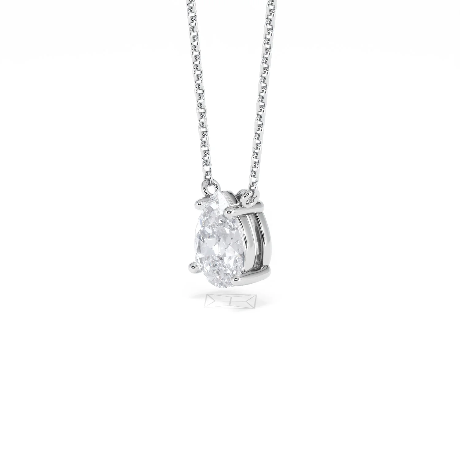Wanderlust Floating Pear Cut Lab Diamond Solitaire Necklace 1.00ct H/Si in 9K White Gold - Image 79