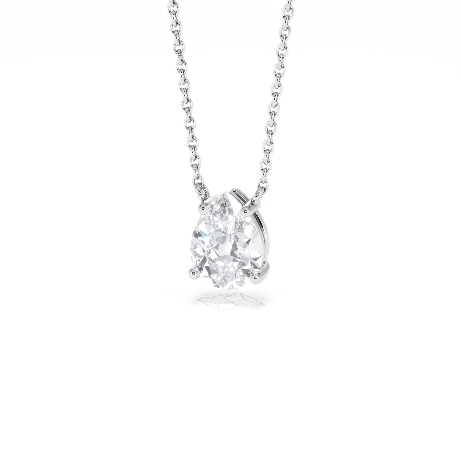 Wanderlust Floating Pear Cut Lab Diamond Solitaire Necklace 1.00ct H/Si in 9K White Gold - Image 86