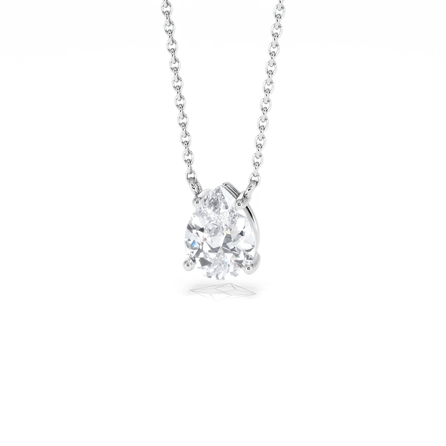 Wanderlust Floating Pear Cut Lab Diamond Solitaire Necklace 1.00ct H/Si in 9K White Gold - Image 87