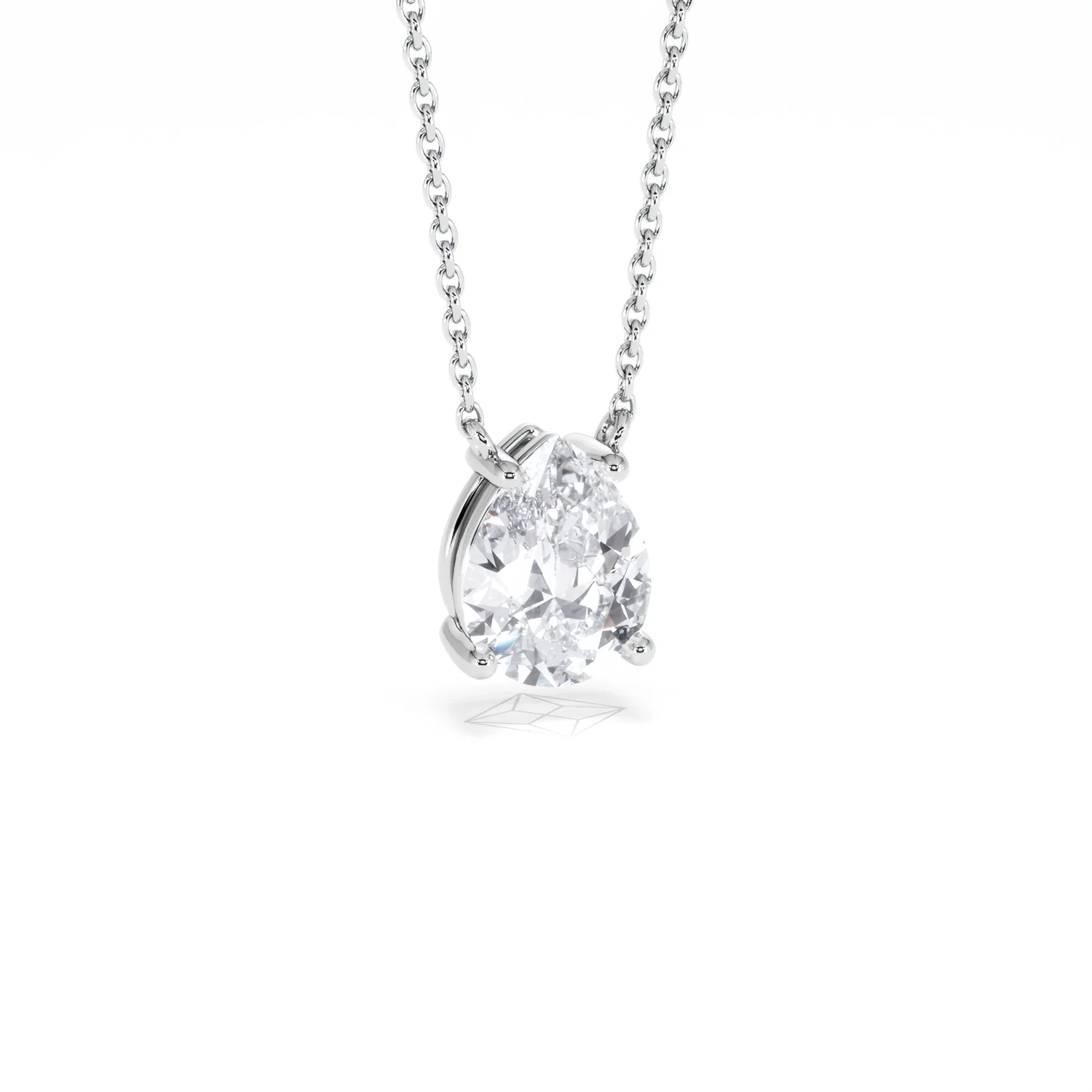 Wanderlust Floating Pear Cut Lab Diamond Solitaire Necklace 1.50ct H/Si in 9K White Gold - Image 14