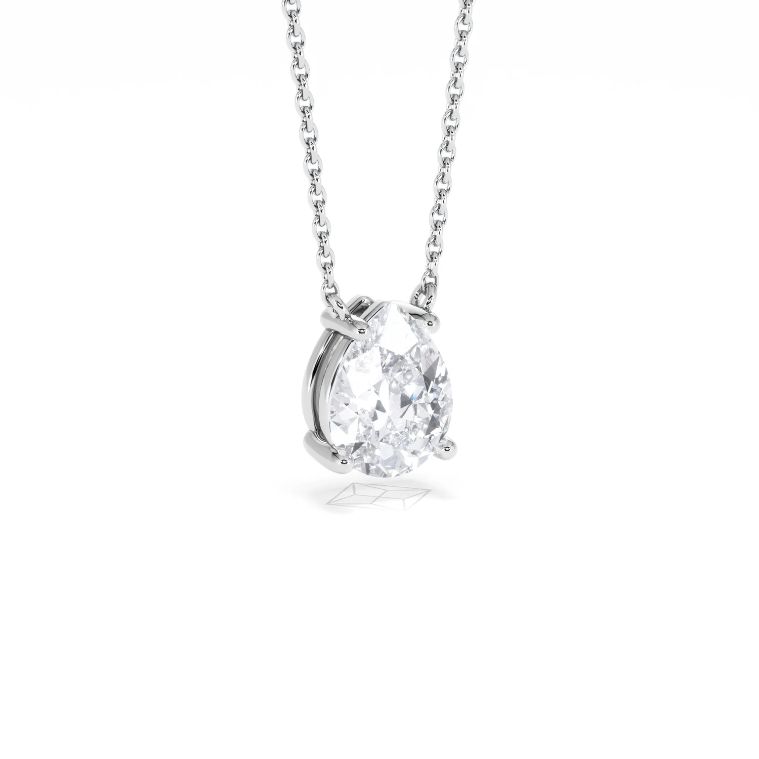 Wanderlust Floating Pear Cut Lab Diamond Solitaire Necklace 1.50ct H/Si in 9K White Gold - Image 16