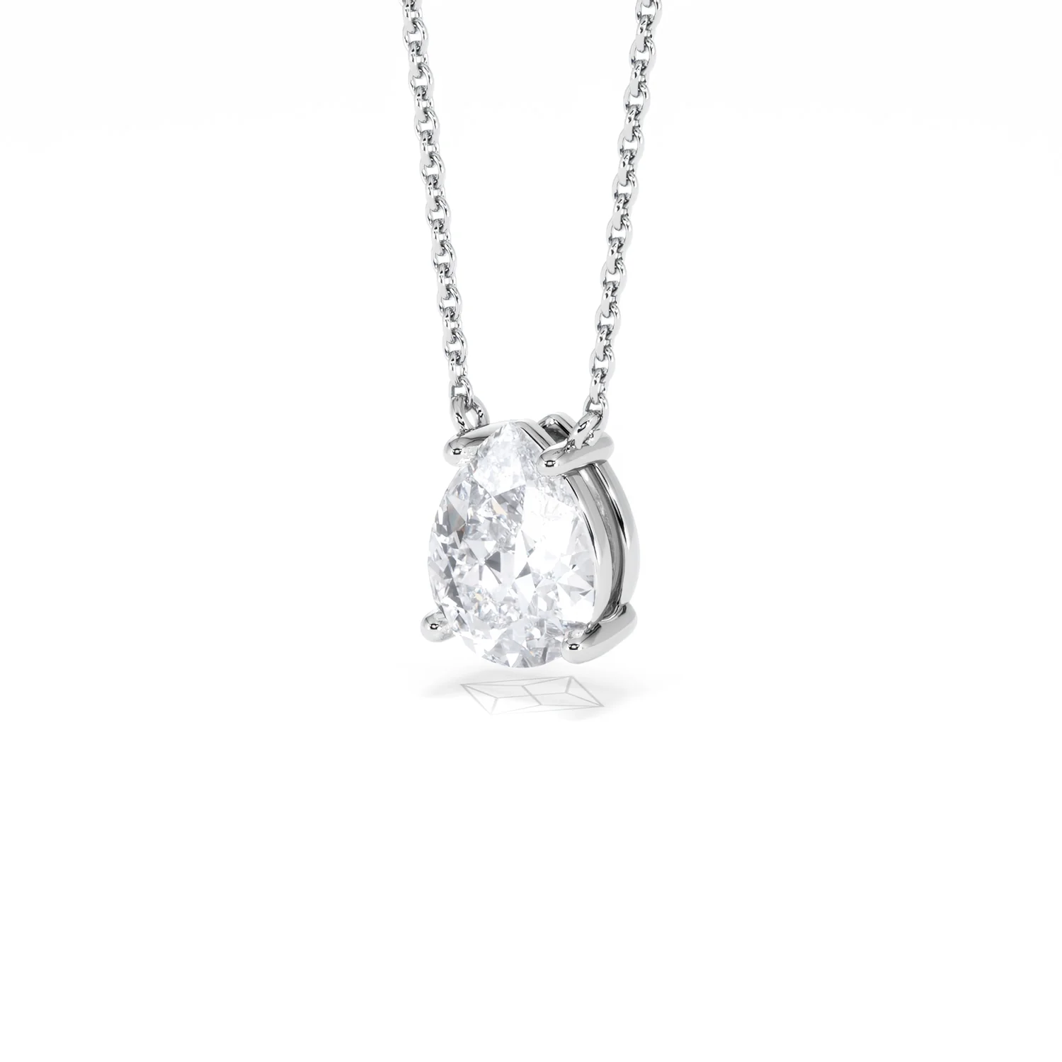 Wanderlust Floating Pear Cut Lab Diamond Solitaire Necklace 1.50ct H/Si in 9K White Gold - Image 83