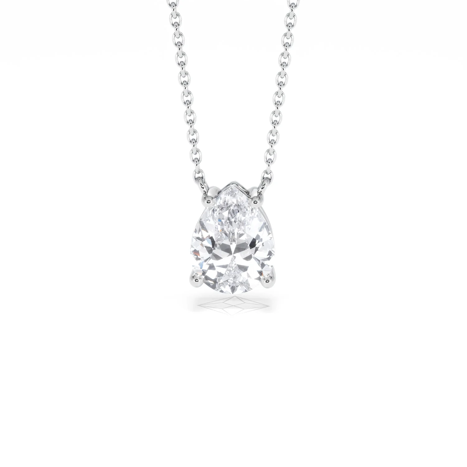 Wanderlust Floating Pear Cut Lab Diamond Solitaire Necklace 1.50ct H/Si in 9K White Gold - Image 89
