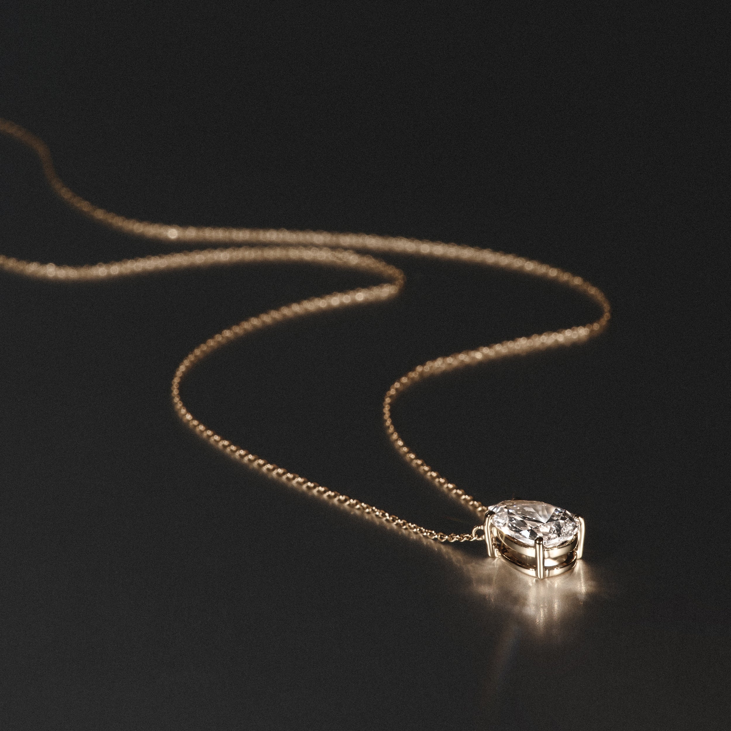 Wanderlust Floating Pear Cut Lab Diamond Solitaire Necklace 2.00ct H/SI in 9K Gold,Premium - Image 6