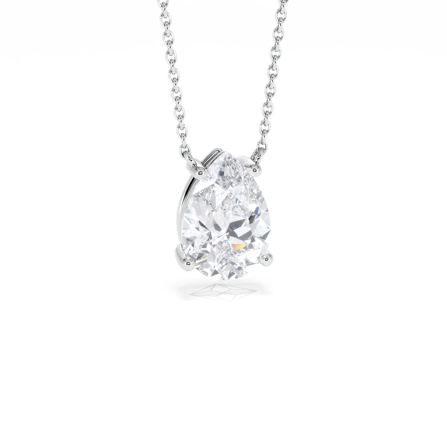 Wanderlust Floating Pear Cut Lab Diamond Solitaire Necklace 2.00ct H/SI in 9K White Gold - Image 13