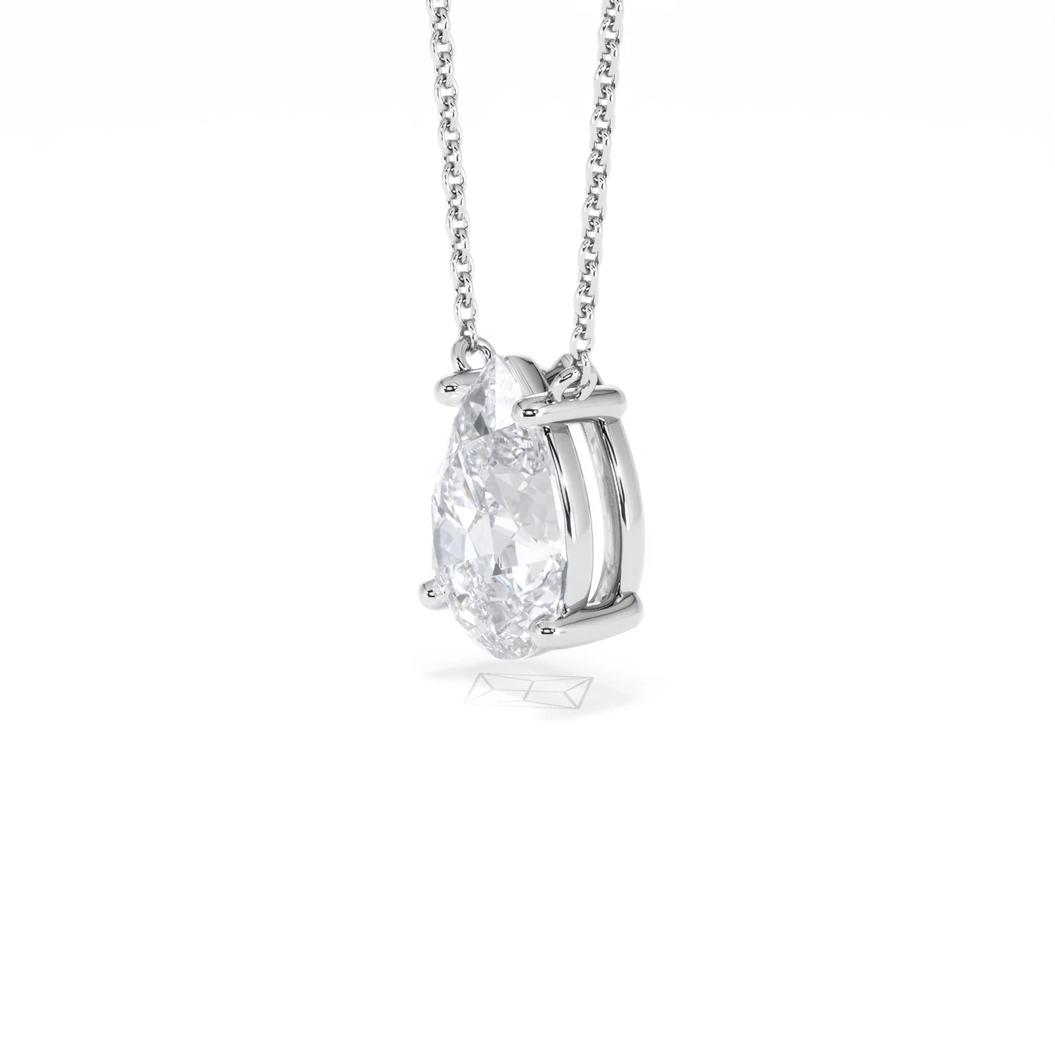 Wanderlust Floating Pear Cut Lab Diamond Solitaire Necklace 2.00ct H/SI in 9K White Gold - Image 78