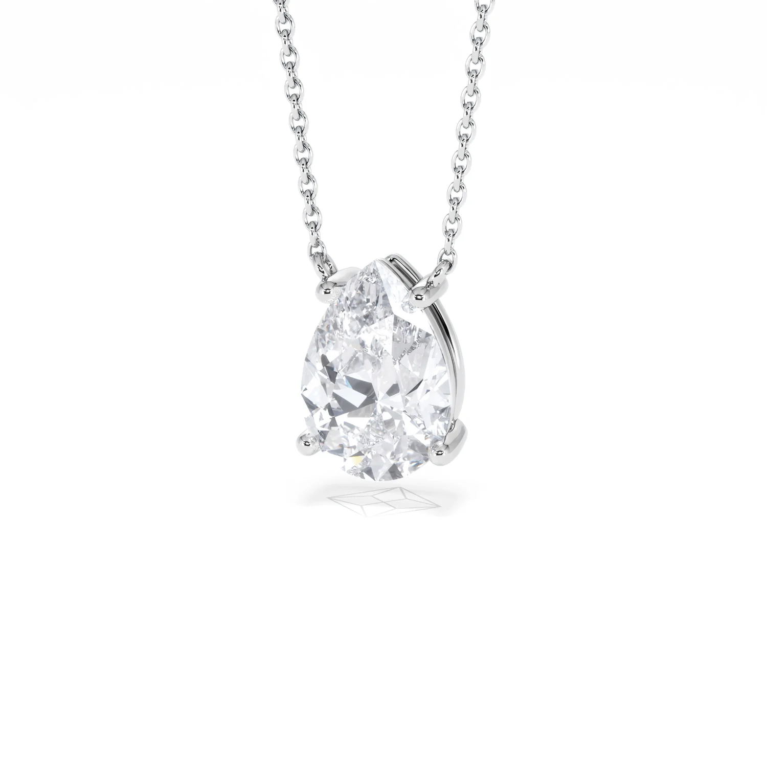 Wanderlust Floating Pear Cut Lab Diamond Solitaire Necklace 2.00ct H/SI in 9K White Gold - Image 86