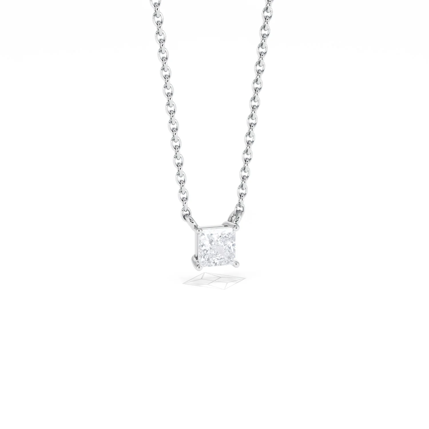 Wanderlust Floating Princess Cut Lab Diamond Solitaire Necklace 0.25ct H/SI in 925 Silver - Image 13