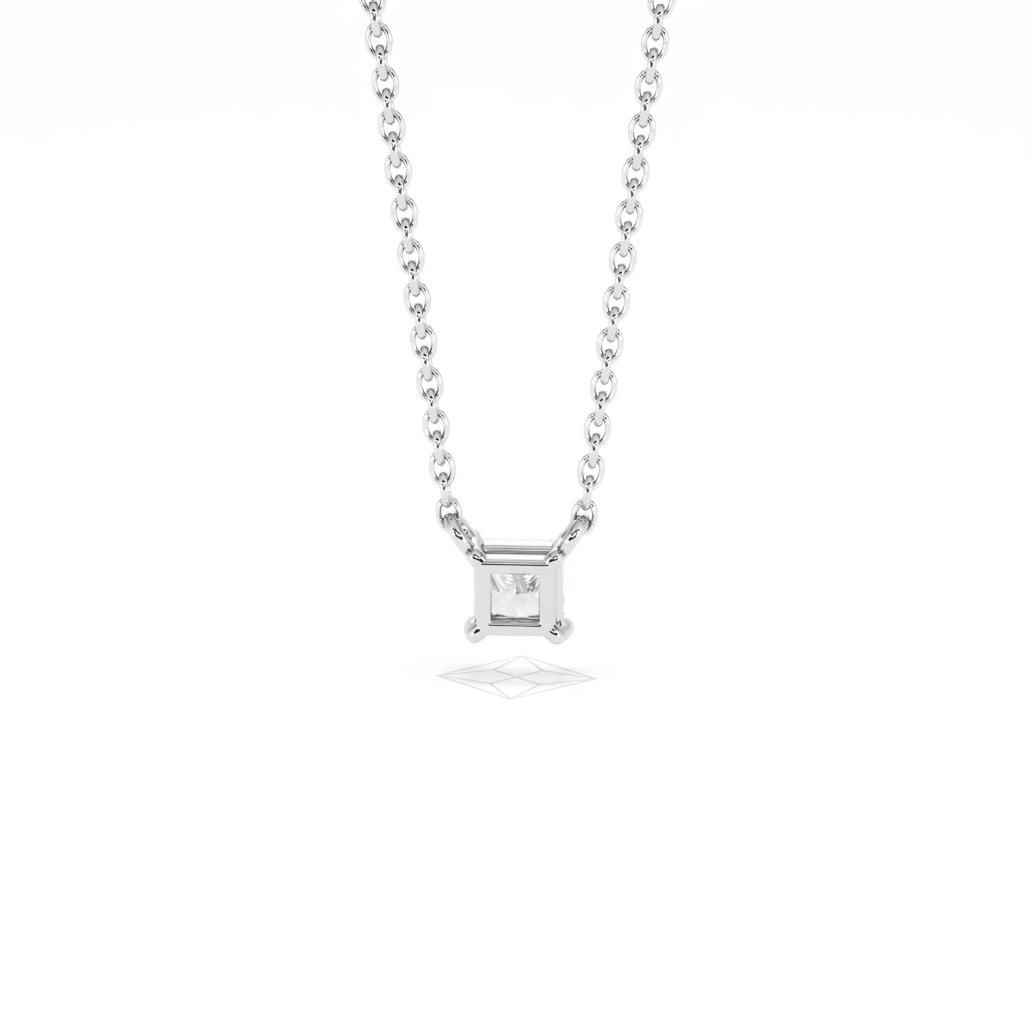 Wanderlust Floating Princess Cut Lab Diamond Solitaire Necklace 0.25ct H/SI in 925 Silver - Image 48