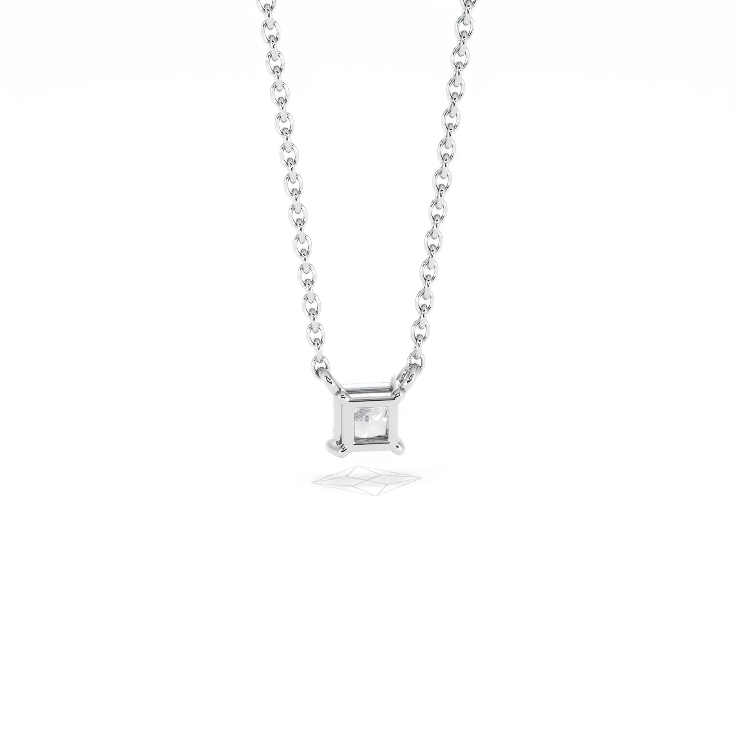 Wanderlust Floating Princess Cut Lab Diamond Solitaire Necklace 0.25ct H/SI in 925 Silver - Image 51