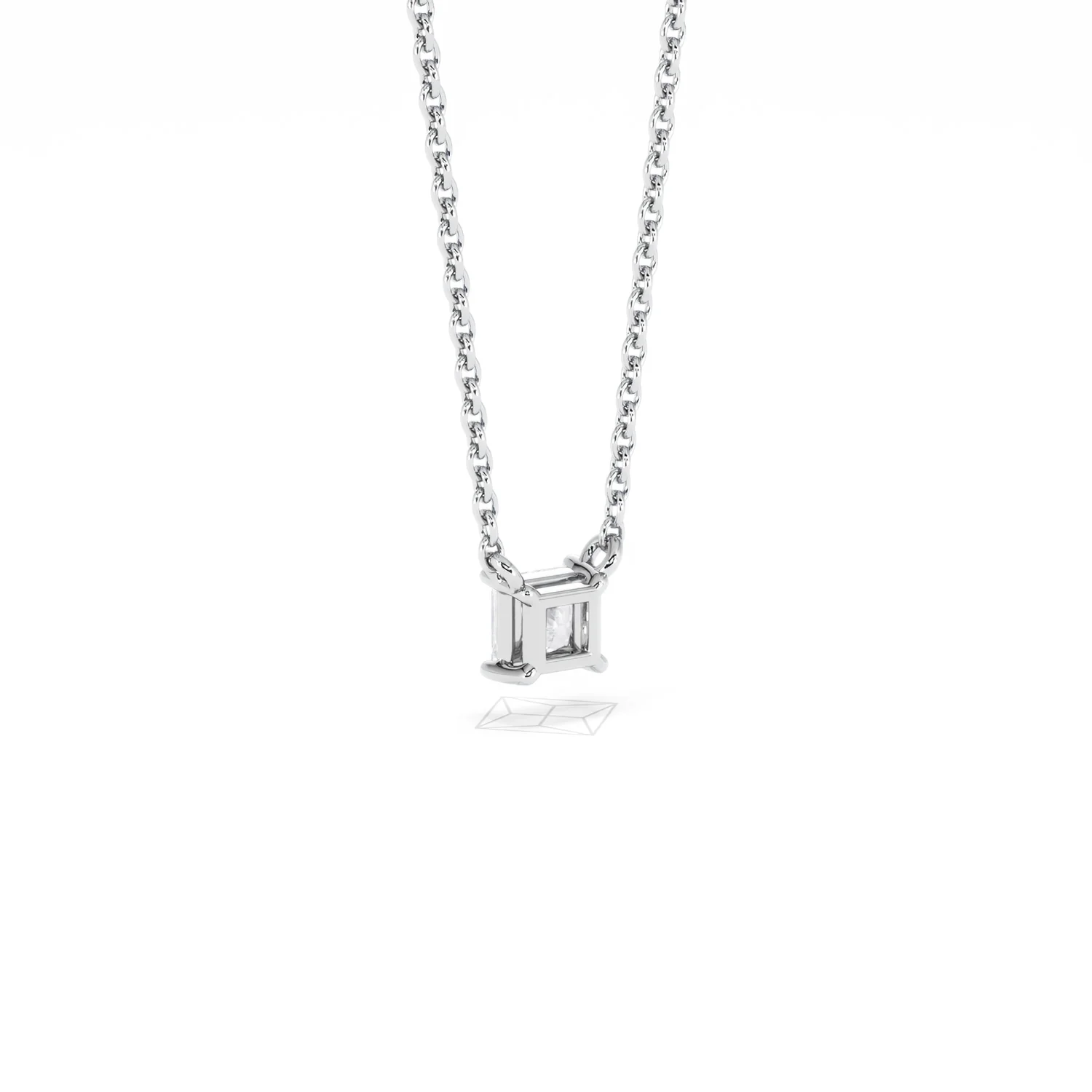Wanderlust Floating Princess Cut Lab Diamond Solitaire Necklace 0.25ct H/SI in 925 Silver - Image 56