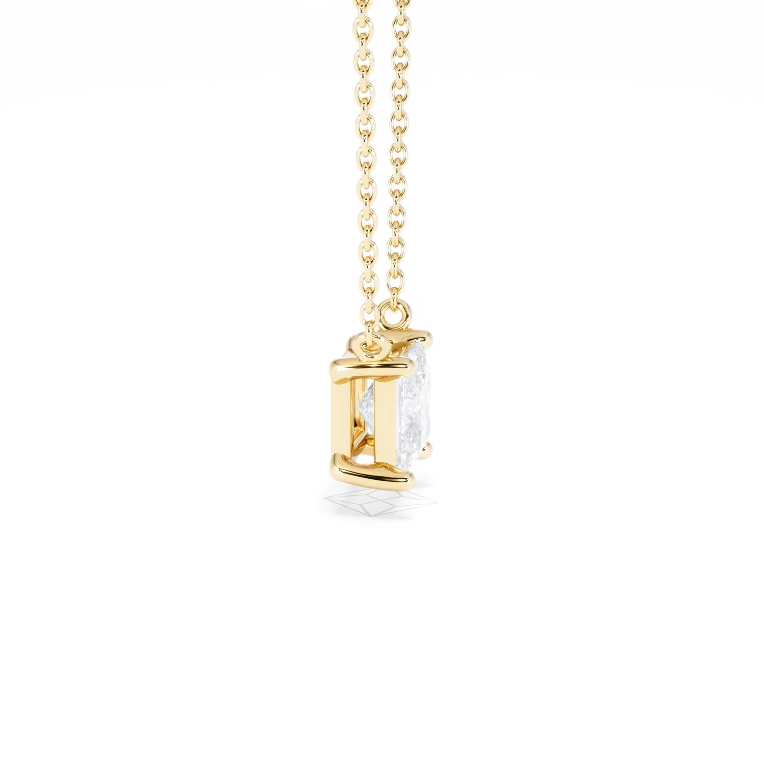 Wanderlust Floating Princess Cut Lab Diamond Solitaire Necklace 1.00ct H/SI in 9K Gold - Image 28