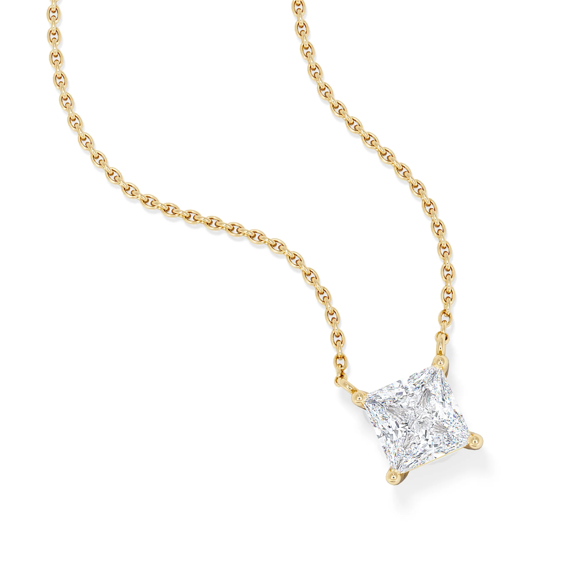 Wanderlust Floating Princess Cut Lab Diamond Solitaire Necklace 1.00ct H/SI in 9K Gold - Image 3