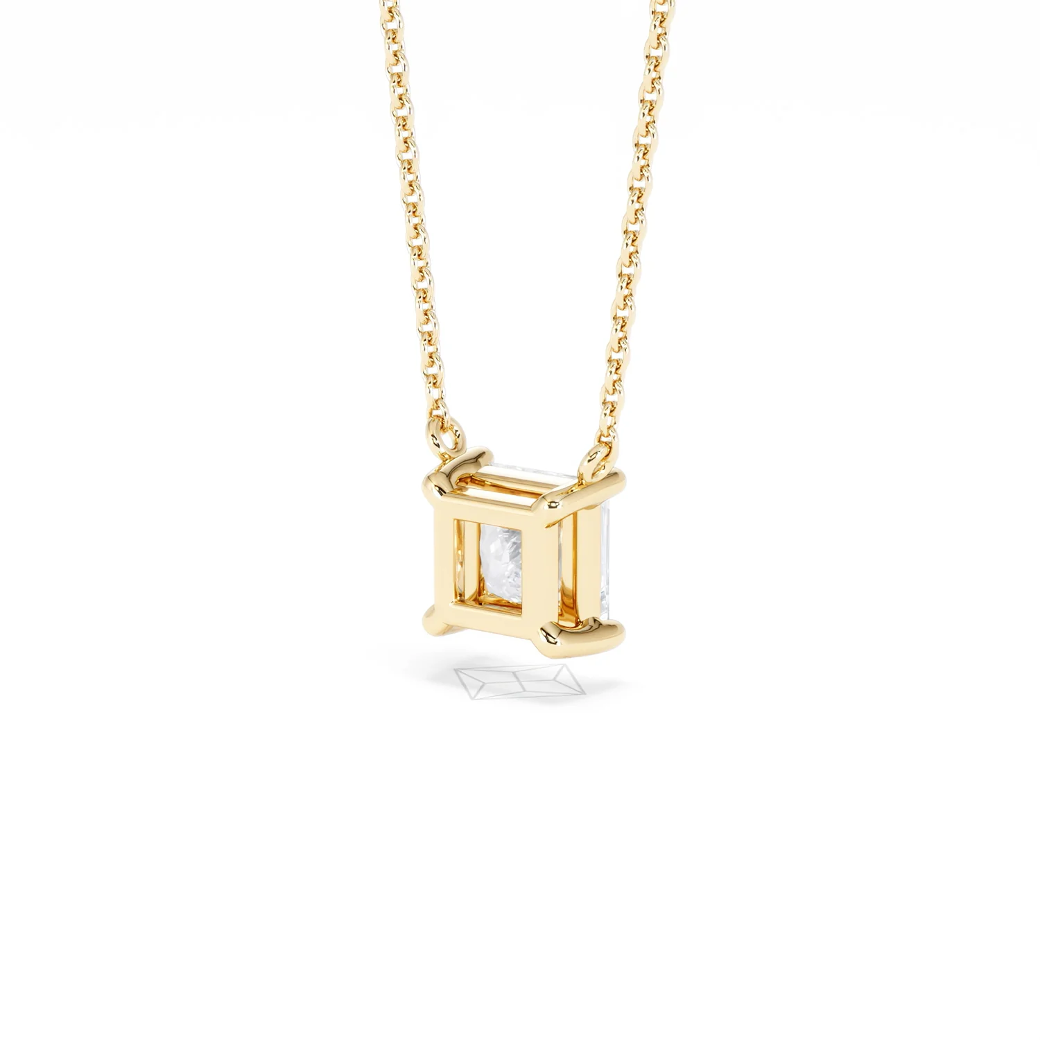 Wanderlust Floating Princess Cut Lab Diamond Solitaire Necklace 1.00ct H/SI in 9K Gold - Image 42