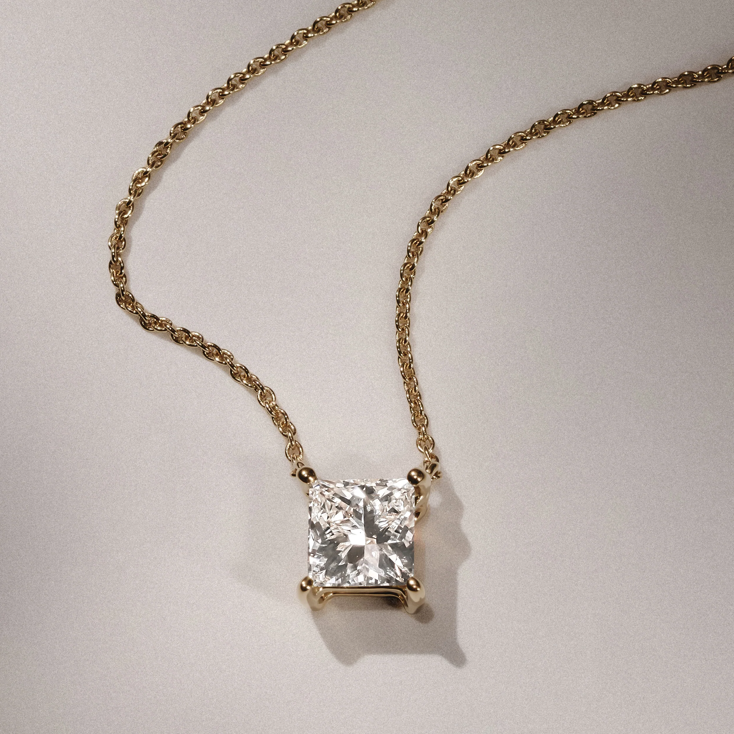 Wanderlust Floating Princess Cut Lab Diamond Solitaire Necklace 1.00ct H/SI in 9K Gold - Image 7