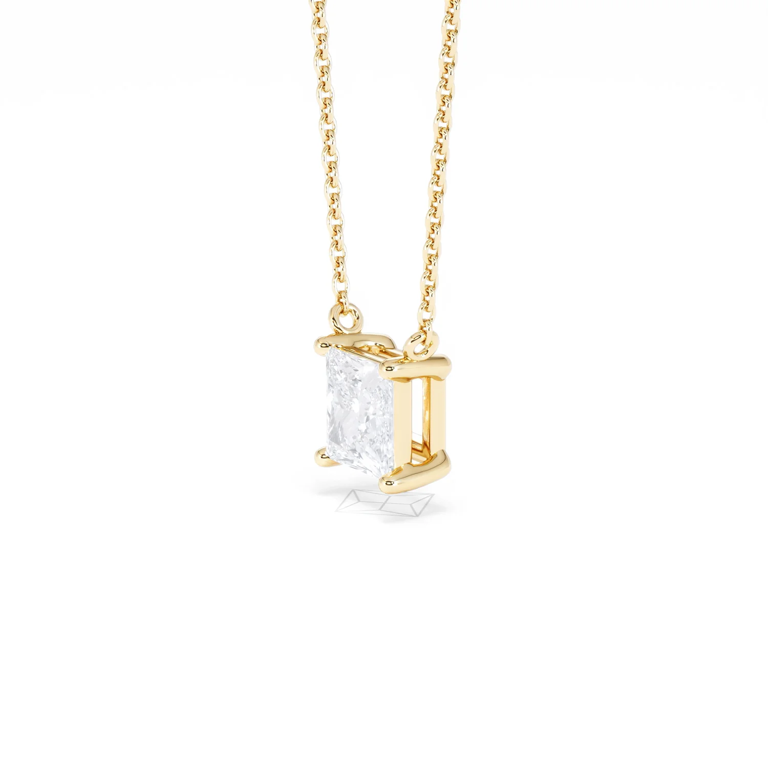 Wanderlust Floating Princess Cut Lab Diamond Solitaire Necklace 1.00ct H/SI in 9K Gold - Image 77