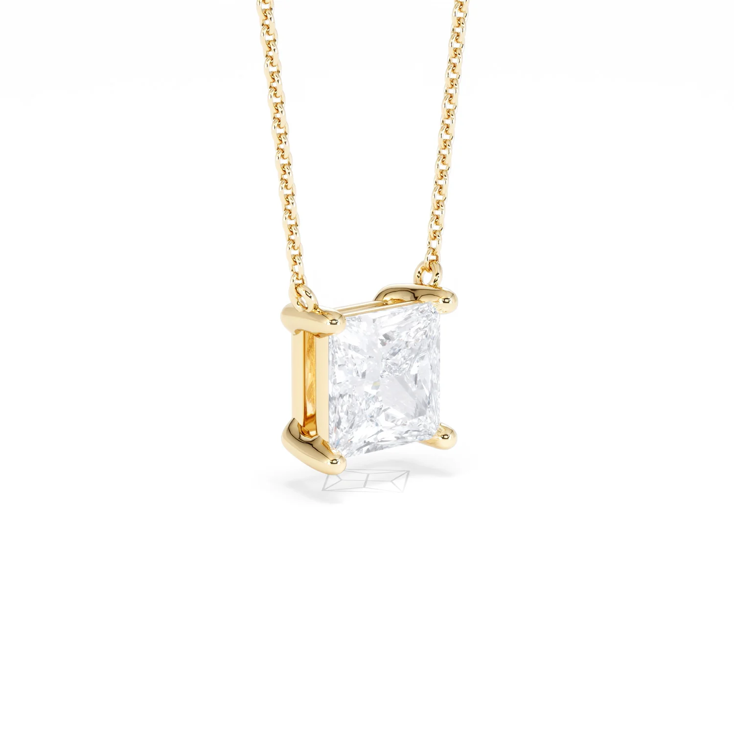 Wanderlust Floating Princess Cut Lab Diamond Solitaire Necklace 2.00ct H/SI in 9K Gold - Image 20