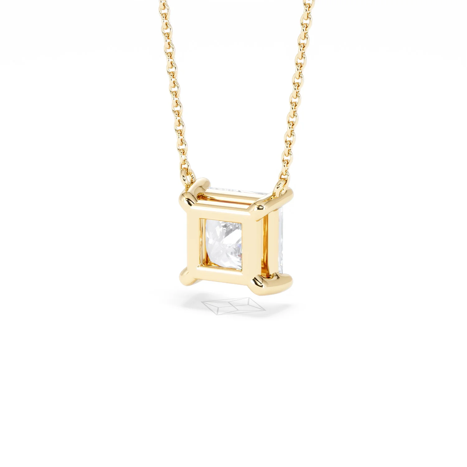 Wanderlust Floating Princess Cut Lab Diamond Solitaire Necklace 2.00ct H/SI in 9K Gold - Image 45