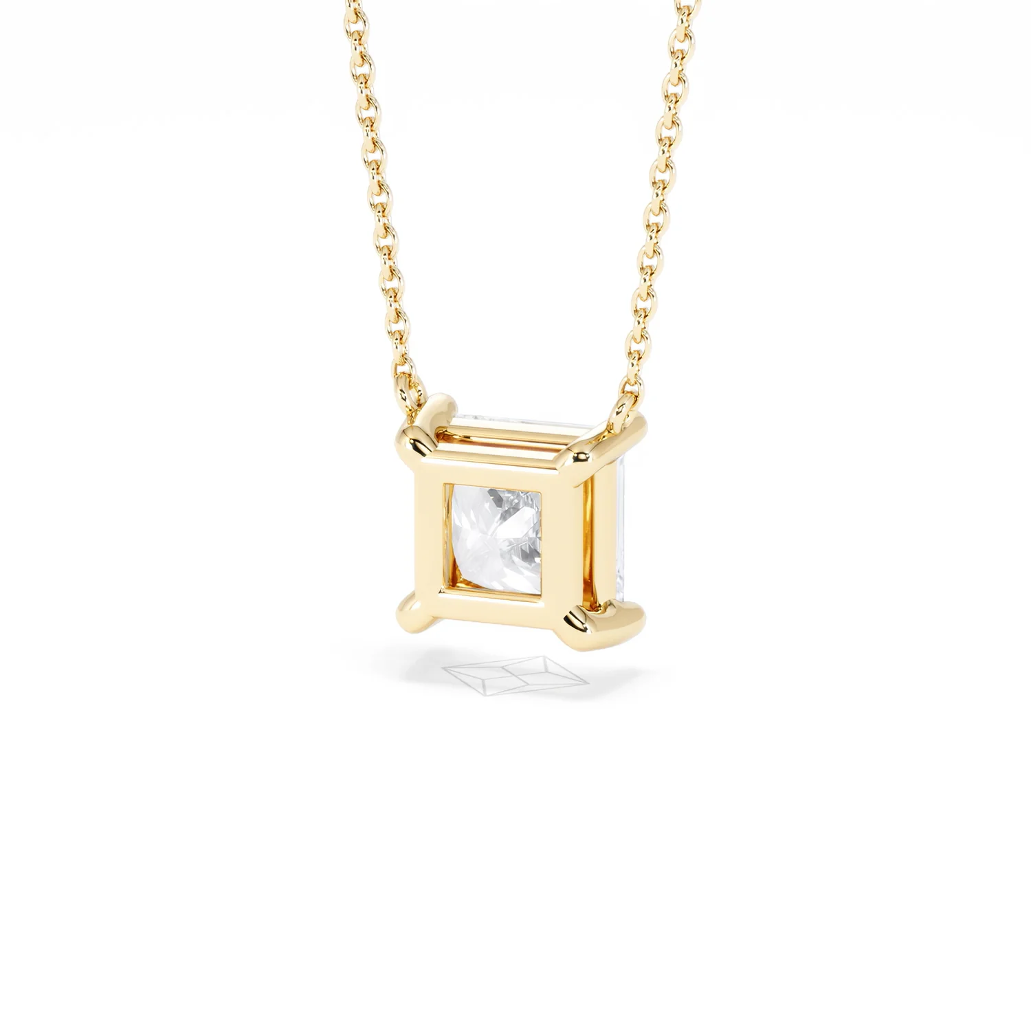 Wanderlust Floating Princess Cut Lab Diamond Solitaire Necklace 2.00ct H/SI in 9K Gold - Image 46