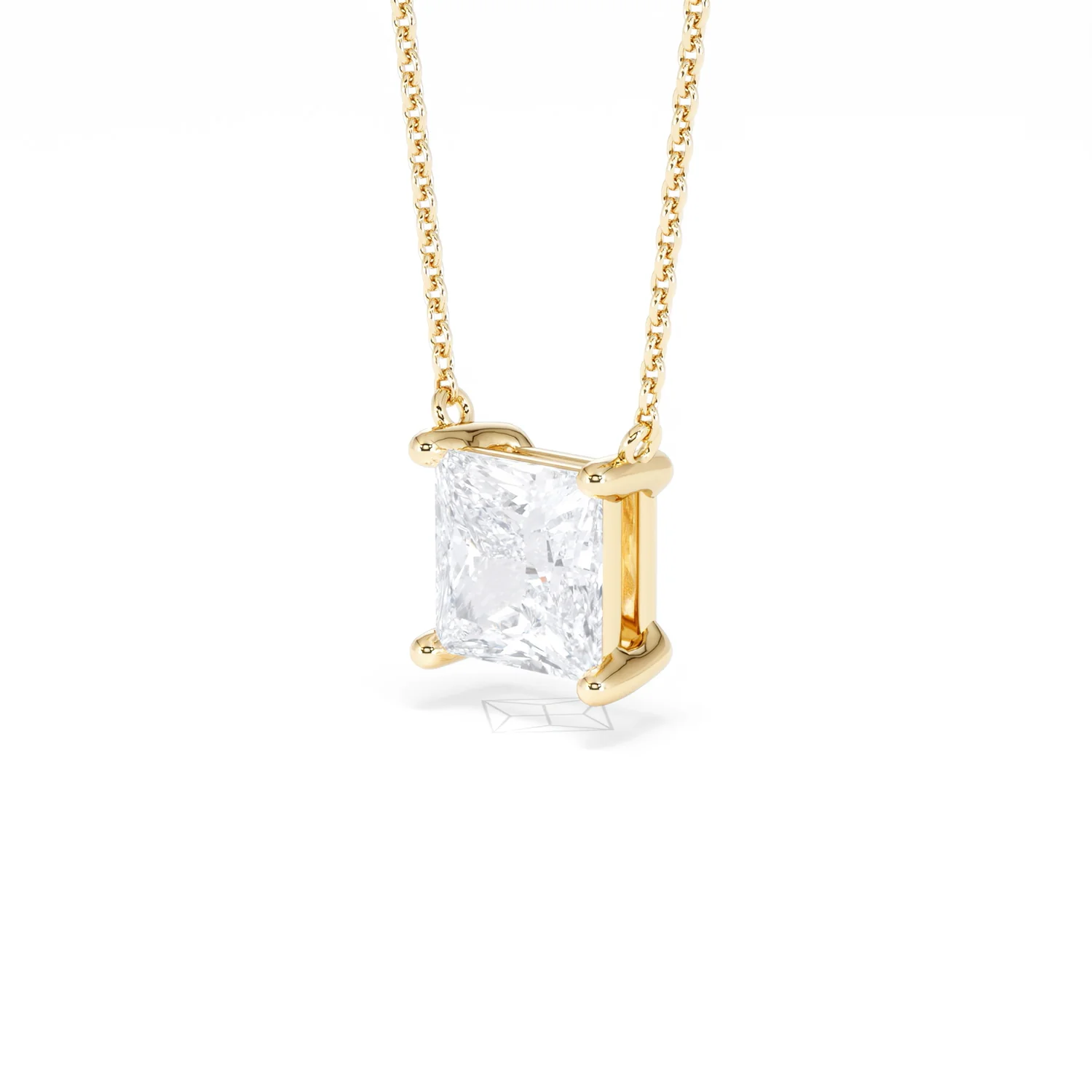 Wanderlust Floating Princess Cut Lab Diamond Solitaire Necklace 2.00ct H/SI in 9K Gold - Image 82