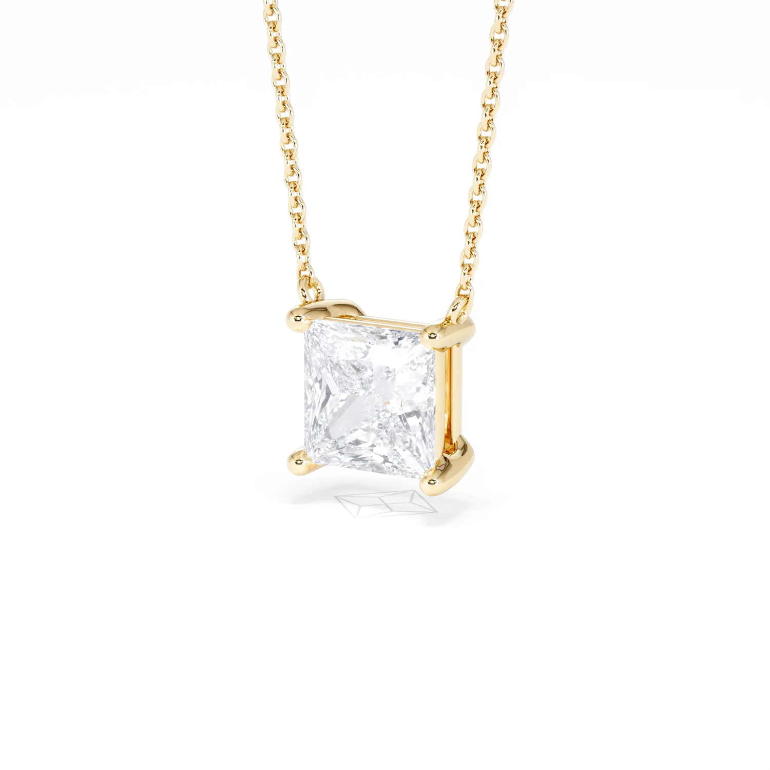 Wanderlust Floating Princess Cut Lab Diamond Solitaire Necklace 2.00ct H/SI in 9K Gold - Image 84