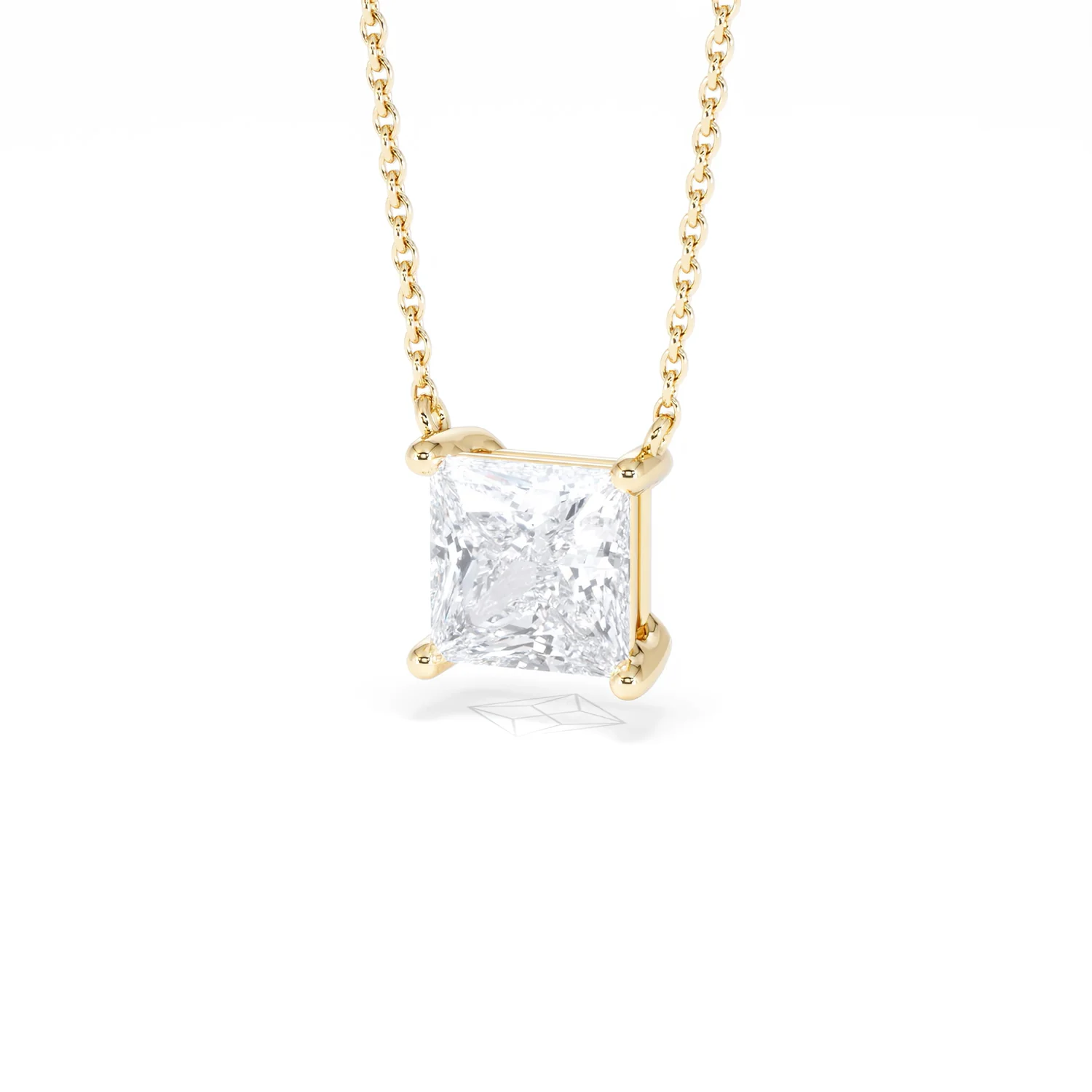 Wanderlust Floating Princess Cut Lab Diamond Solitaire Necklace 2.00ct H/SI in 9K Gold - Image 86