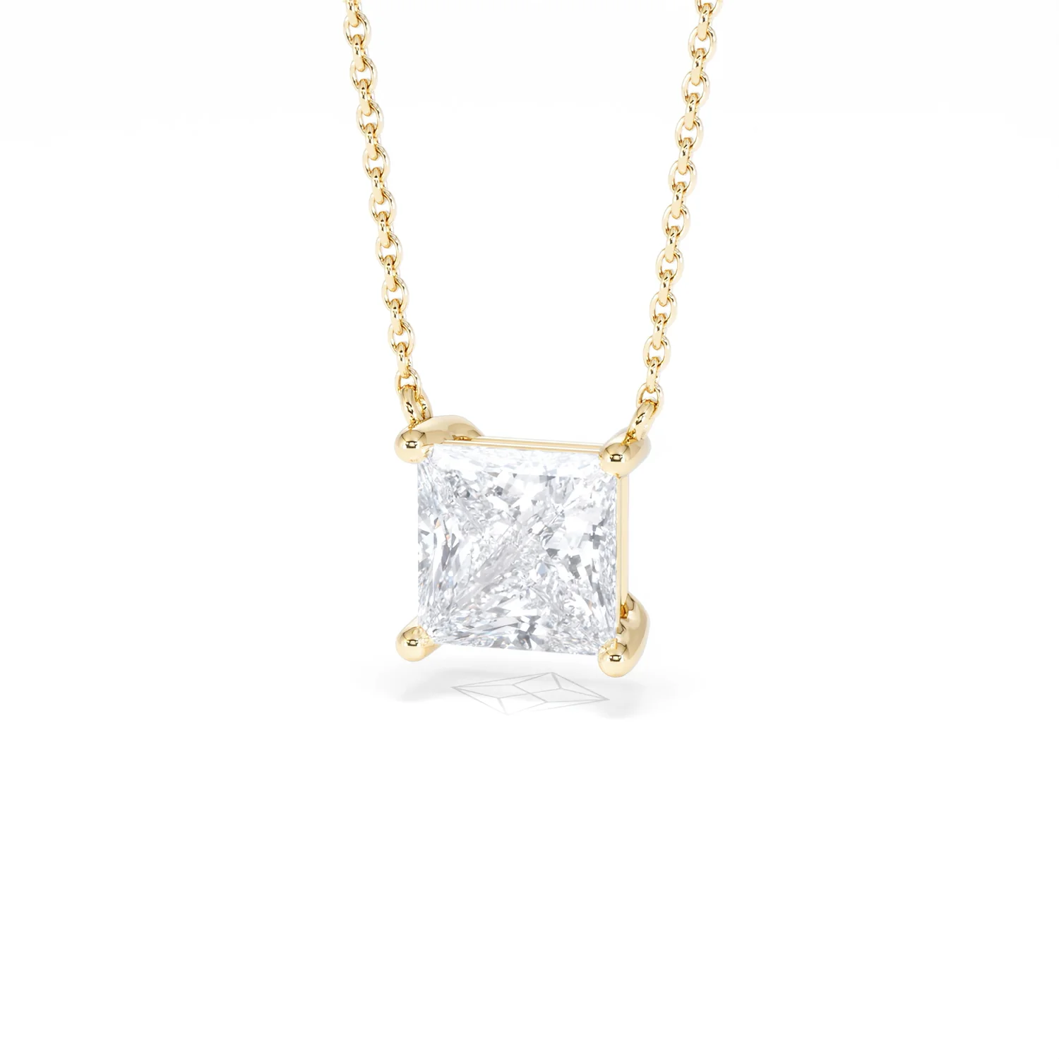 Wanderlust Floating Princess Cut Lab Diamond Solitaire Necklace 2.00ct H/SI in 9K Gold - Image 87