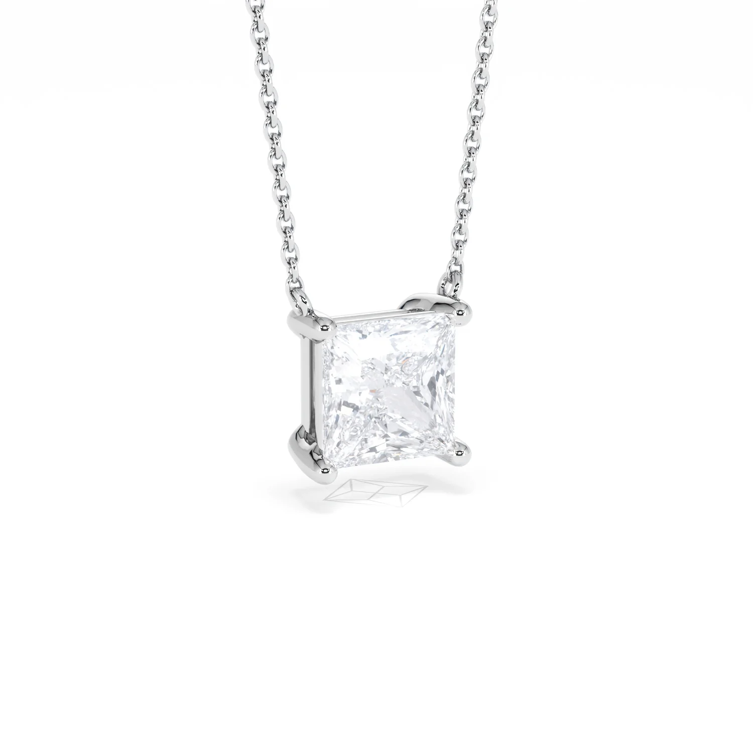 Wanderlust Floating Princess Cut Lab Diamond Solitaire Necklace 2.00ct H/SI in 9K White Gold - Image 15