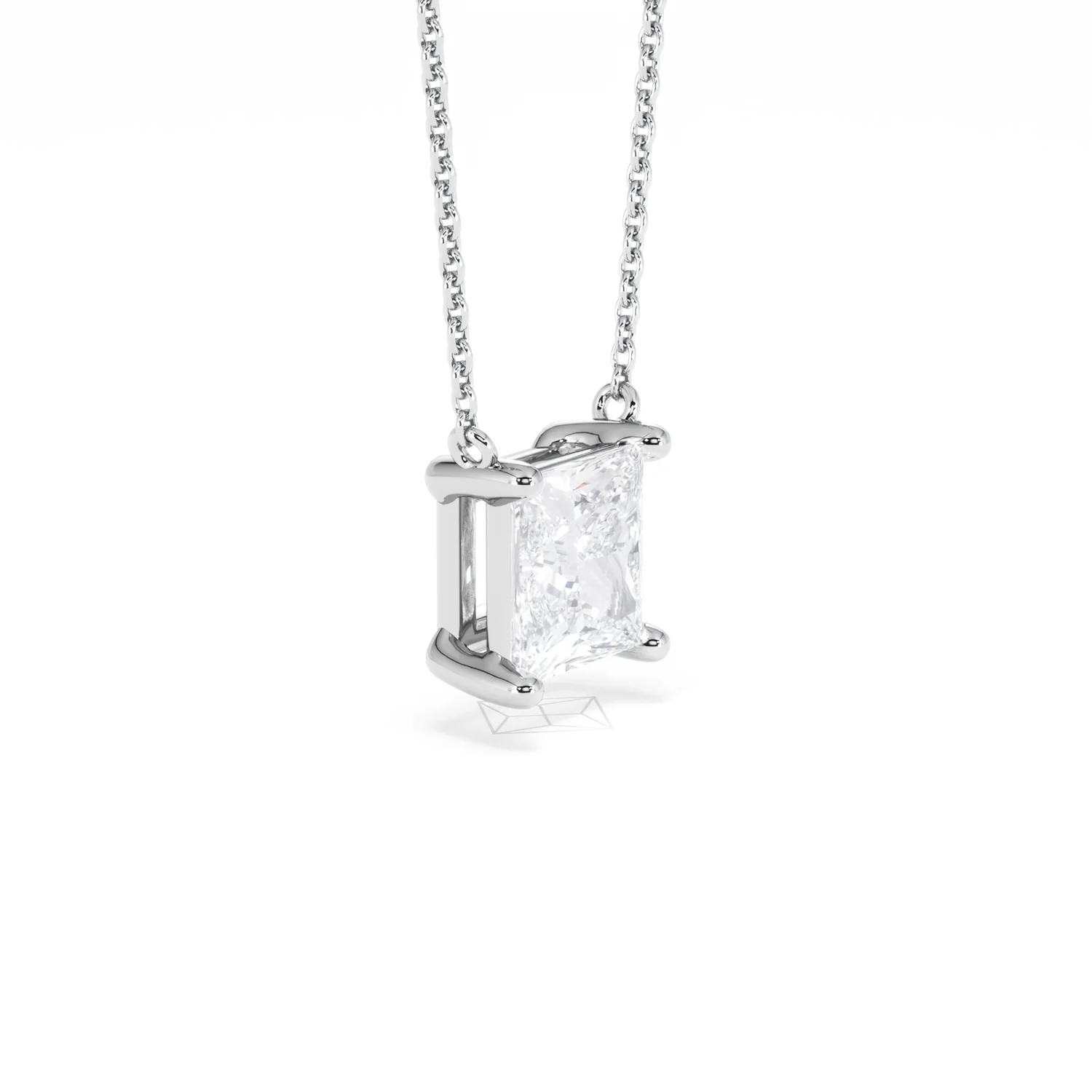 Wanderlust Floating Princess Cut Lab Diamond Solitaire Necklace 2.00ct H/SI in 9K White Gold - Image 21
