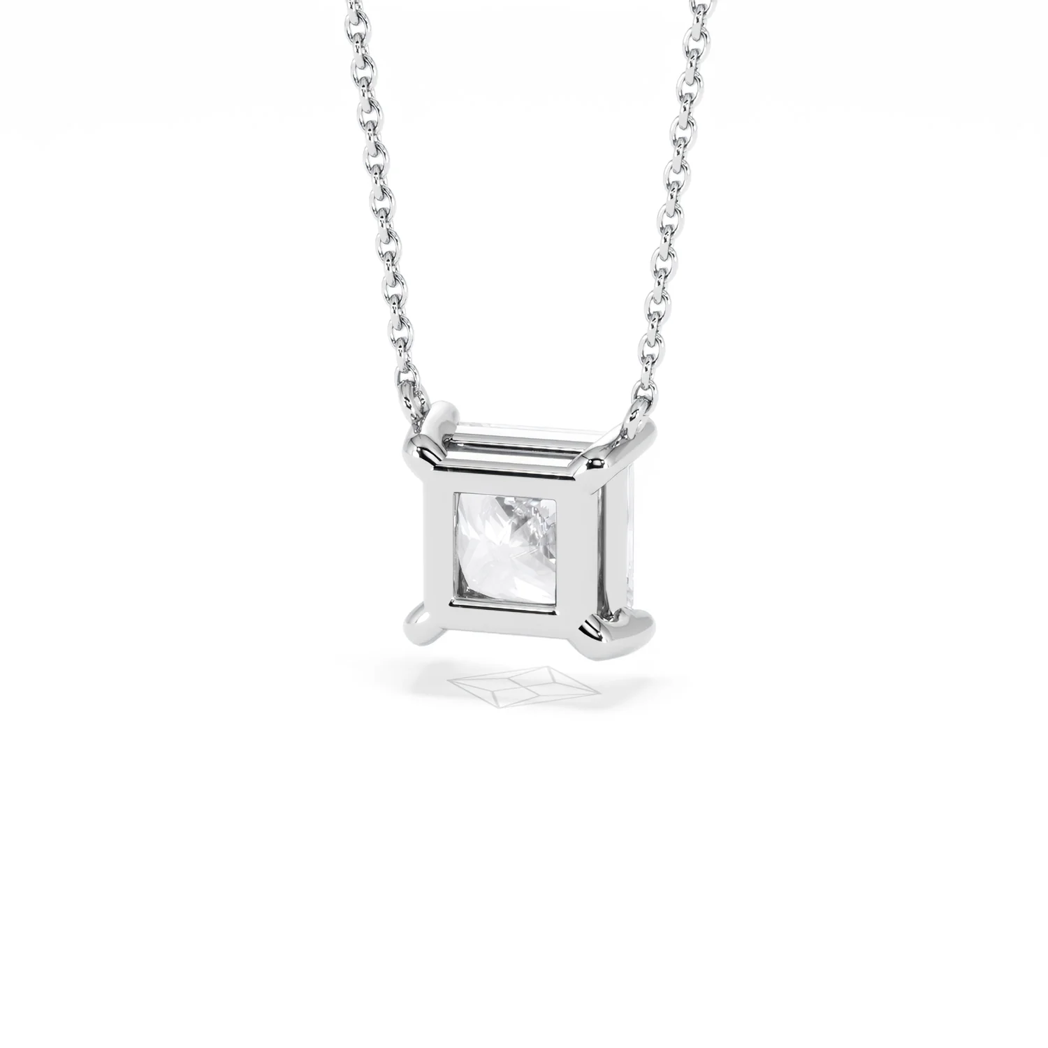 Wanderlust Floating Princess Cut Lab Diamond Solitaire Necklace 2.00ct H/SI in 9K White Gold - Image 45