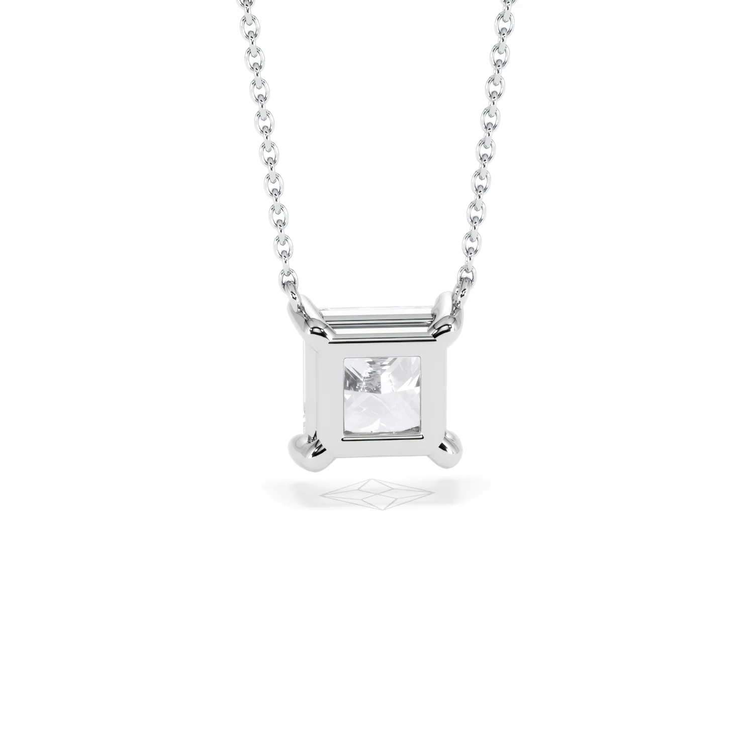 Wanderlust Floating Princess Cut Lab Diamond Solitaire Necklace 2.00ct H/SI in 9K White Gold - Image 50