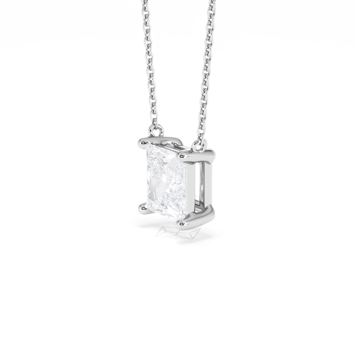 Wanderlust Floating Princess Cut Lab Diamond Solitaire Necklace 2.00ct H/SI in 9K White Gold - Image 76