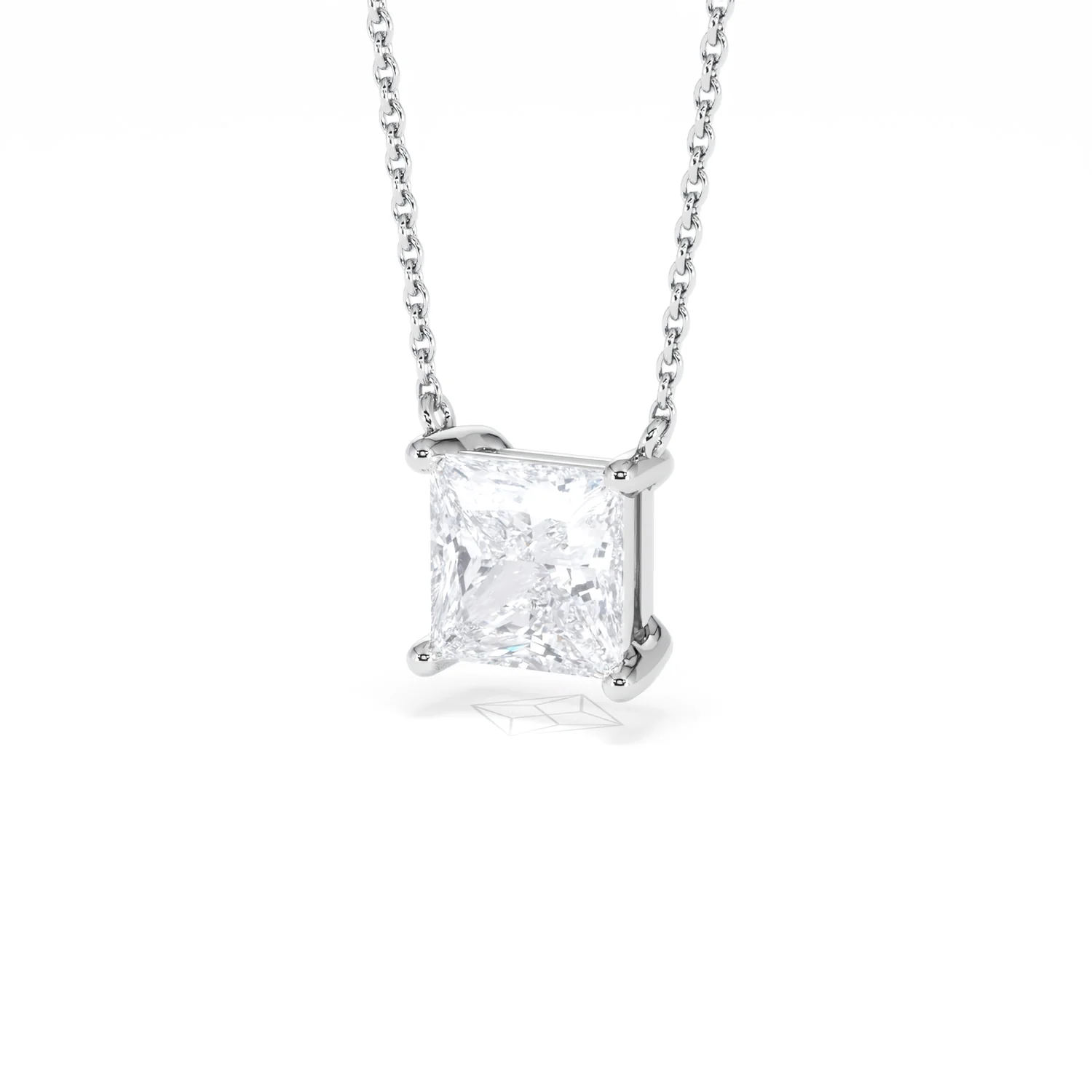 Wanderlust Floating Princess Cut Lab Diamond Solitaire Necklace 2.00ct H/SI in 9K White Gold - Image 83