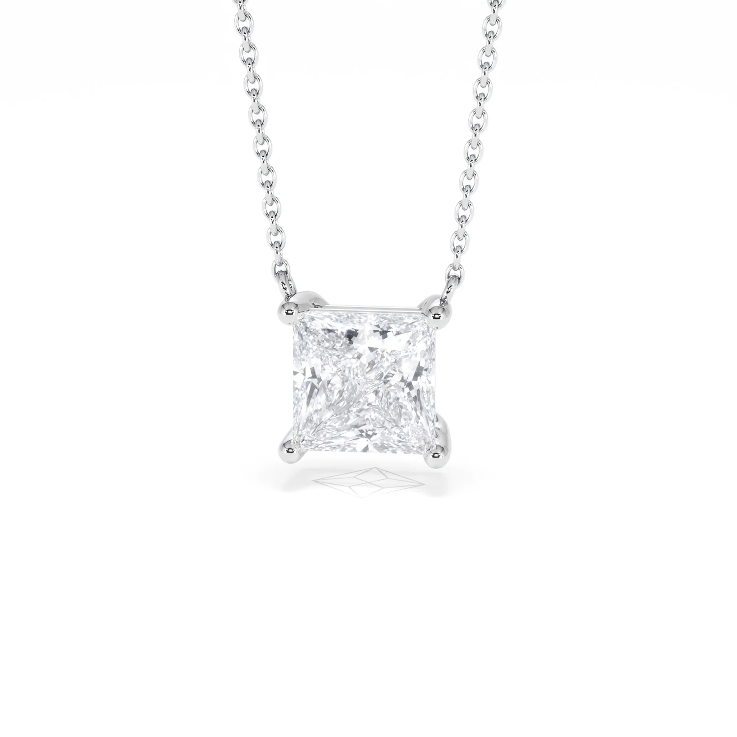 Wanderlust Floating Princess Cut Lab Diamond Solitaire Necklace 2.00ct H/SI in 9K White Gold - Image 87