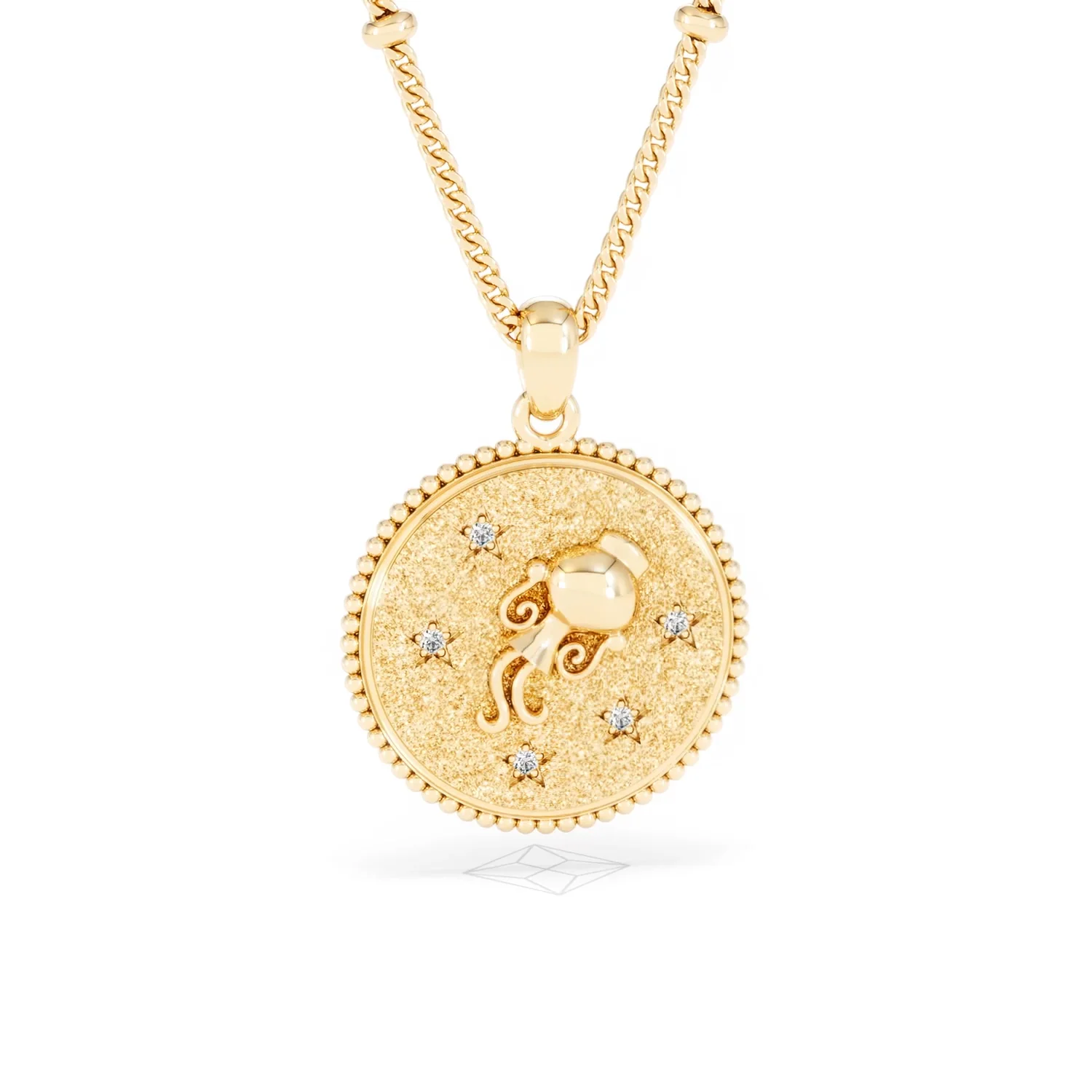 Zodiac Aquarius Necklace Medallion Lab Grown 0.02ct in 18K Gold Vermeil - Image 11