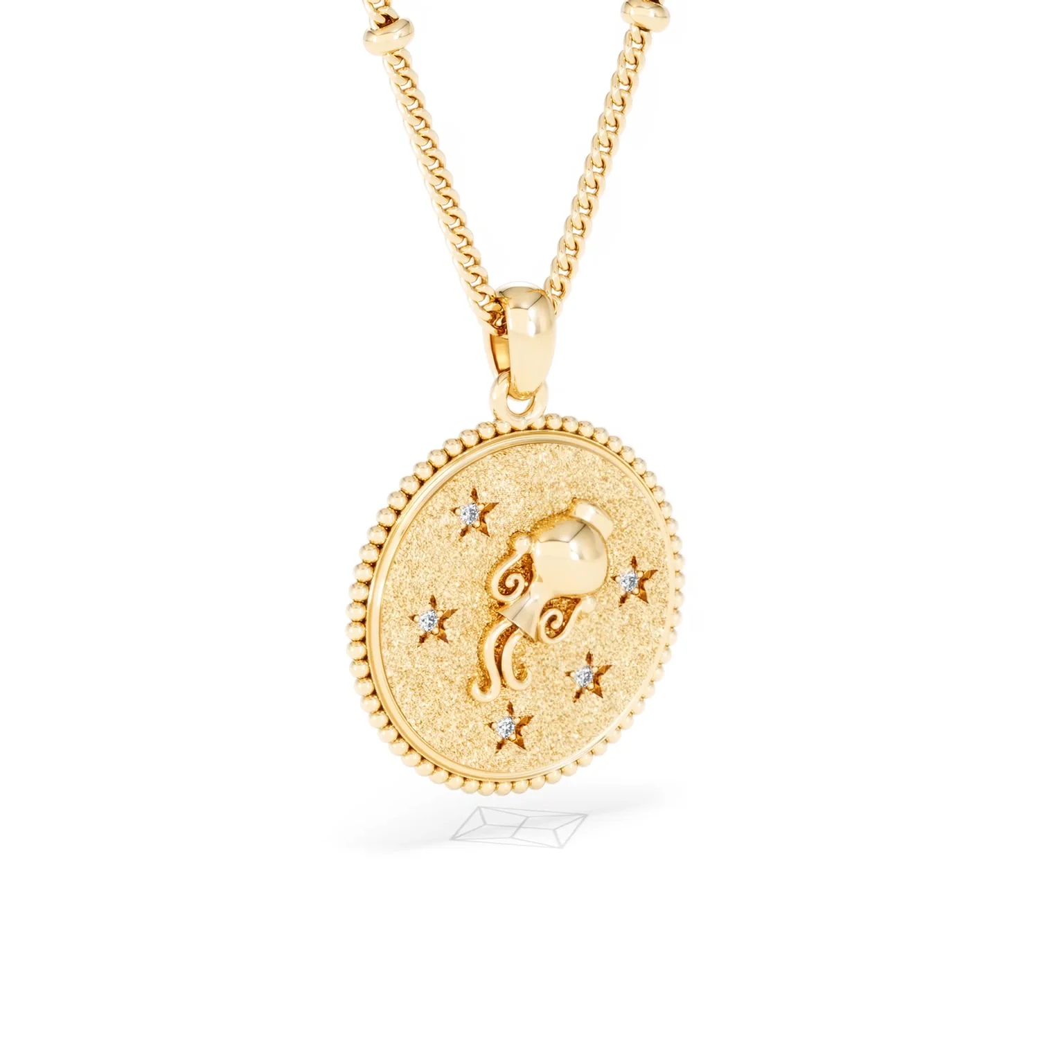 Zodiac Aquarius Necklace Medallion Lab Grown 0.02ct in 18K Gold Vermeil - Image 16