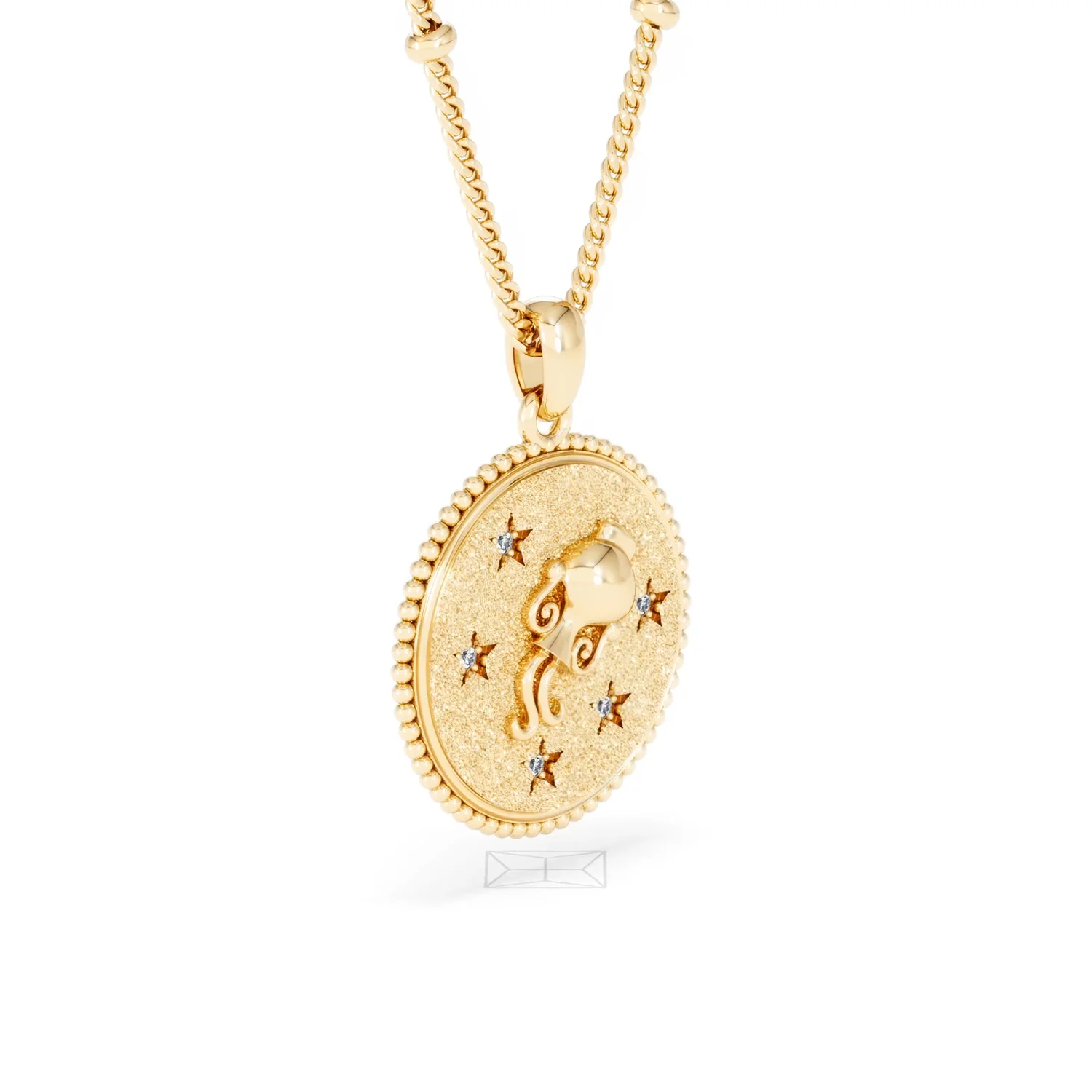 Zodiac Aquarius Necklace Medallion Lab Grown 0.02ct in 18K Gold Vermeil - Image 19
