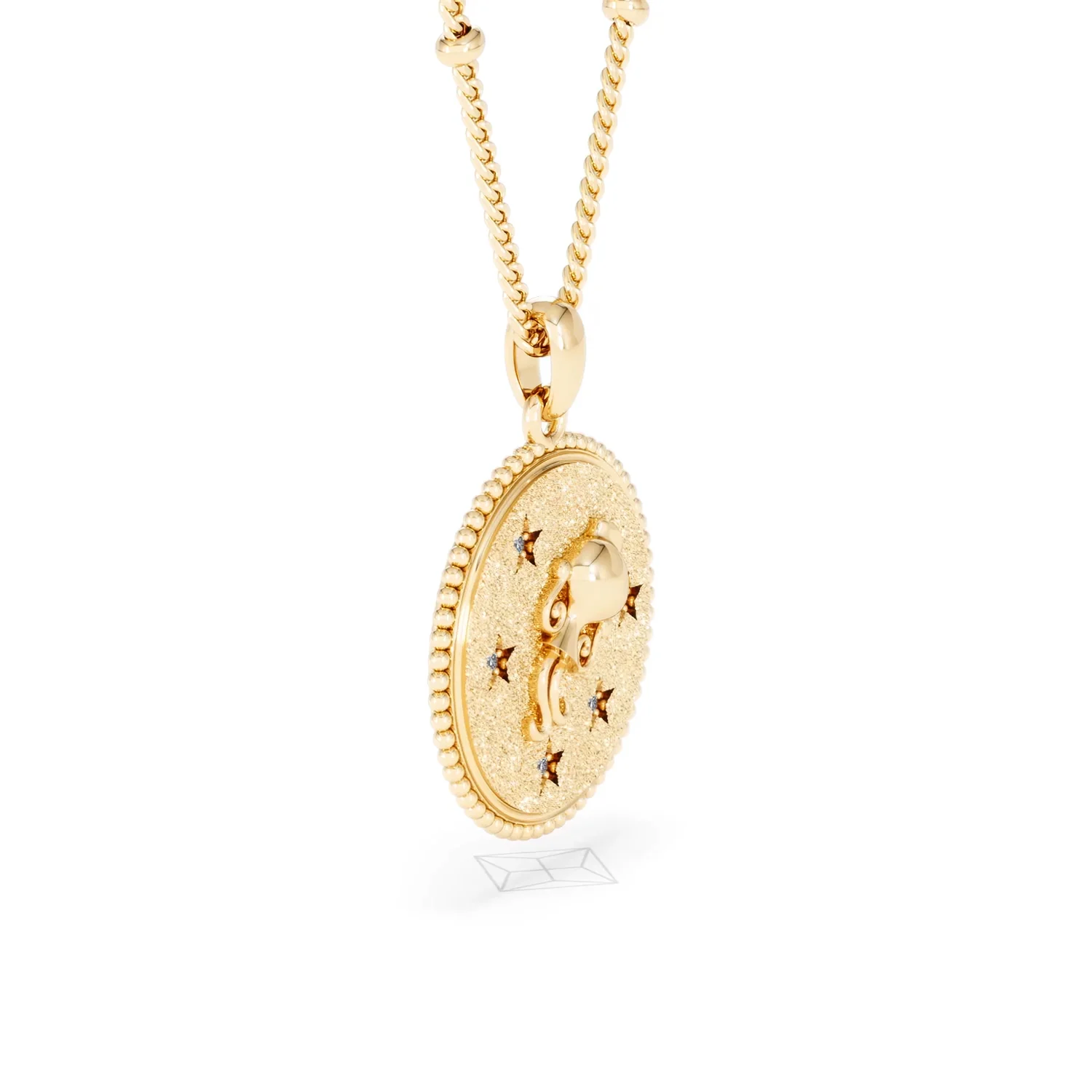Zodiac Aquarius Necklace Medallion Lab Grown 0.02ct in 18K Gold Vermeil - Image 22