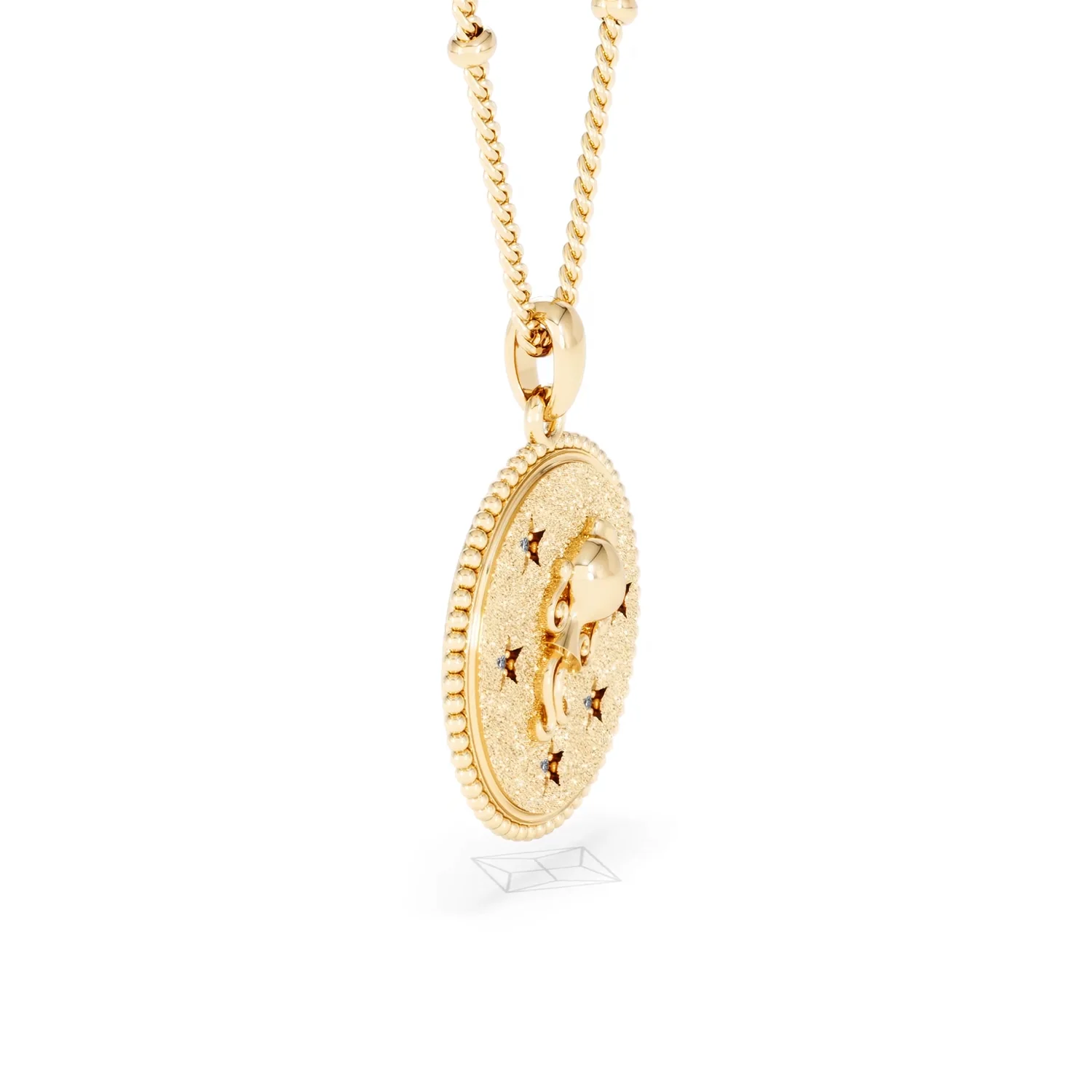 Zodiac Aquarius Necklace Medallion Lab Grown 0.02ct in 18K Gold Vermeil - Image 23