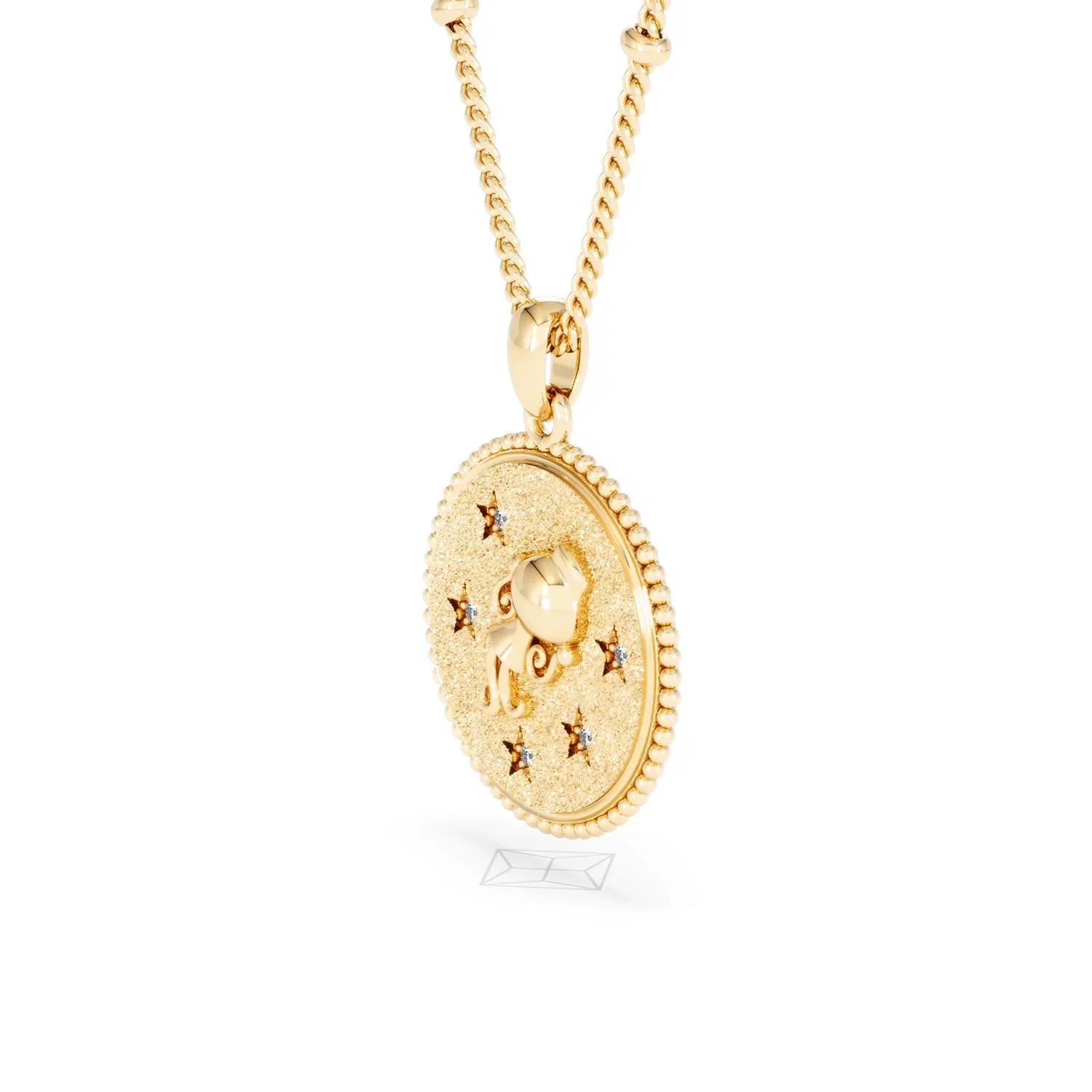 Zodiac Aquarius Necklace Medallion Lab Grown 0.02ct in 18K Gold Vermeil - Image 77