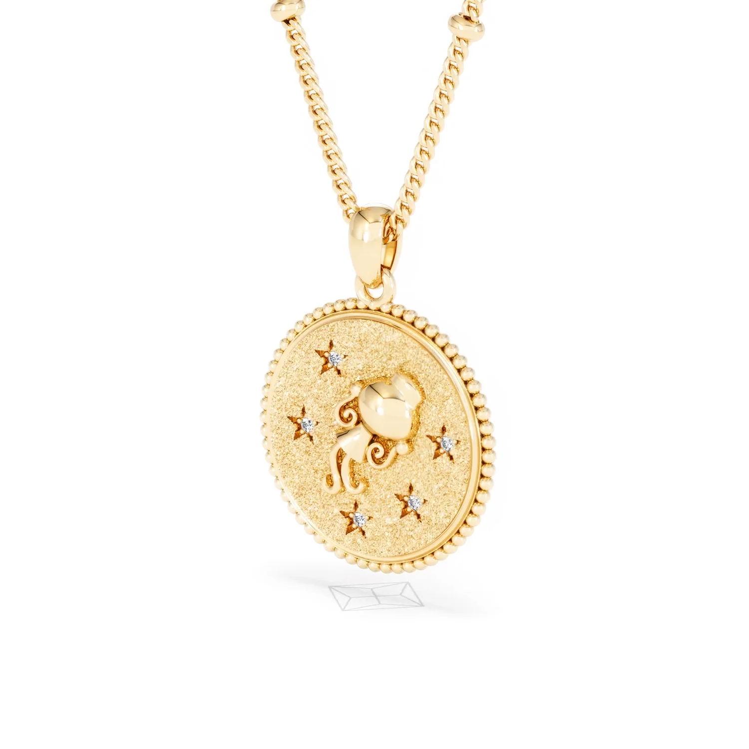 Zodiac Aquarius Necklace Medallion Lab Grown 0.02ct in 18K Gold Vermeil - Image 81