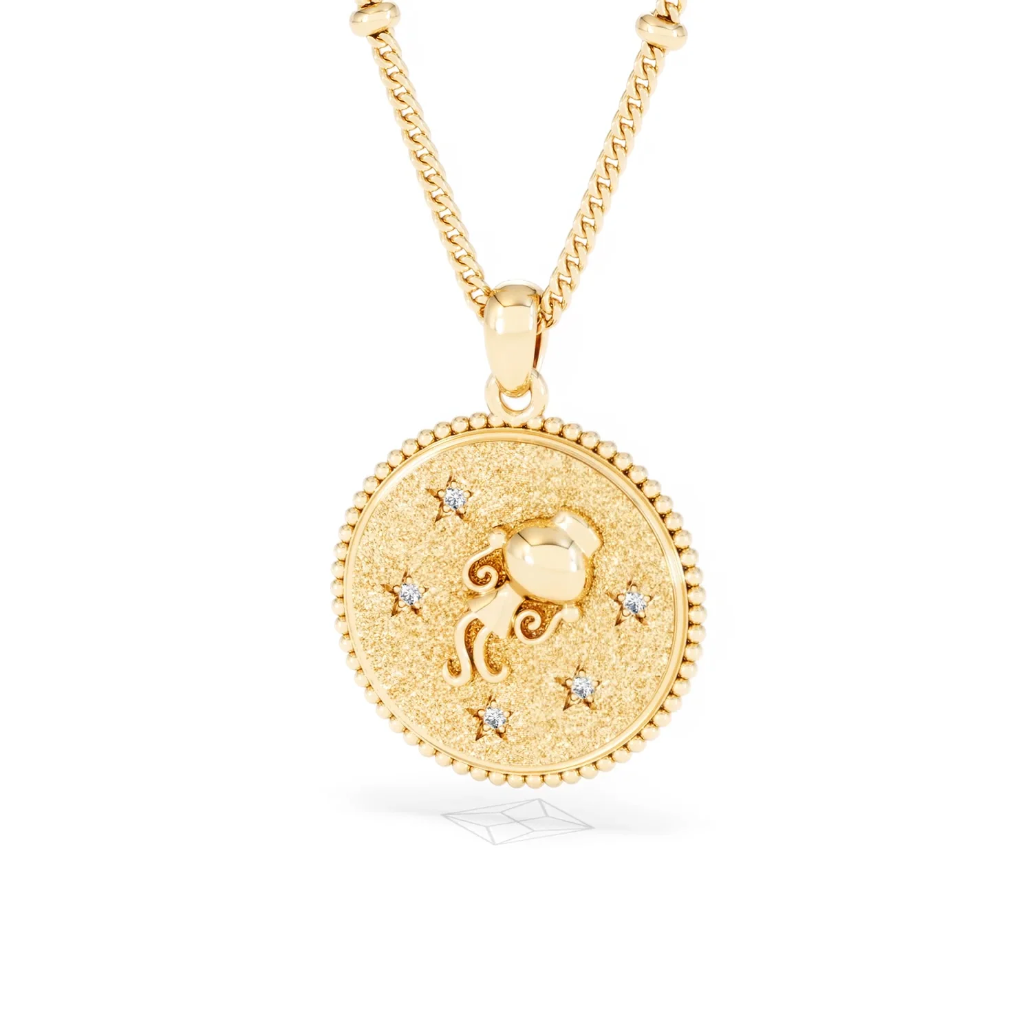 Zodiac Aquarius Necklace Medallion Lab Grown 0.02ct in 18K Gold Vermeil - Image 85