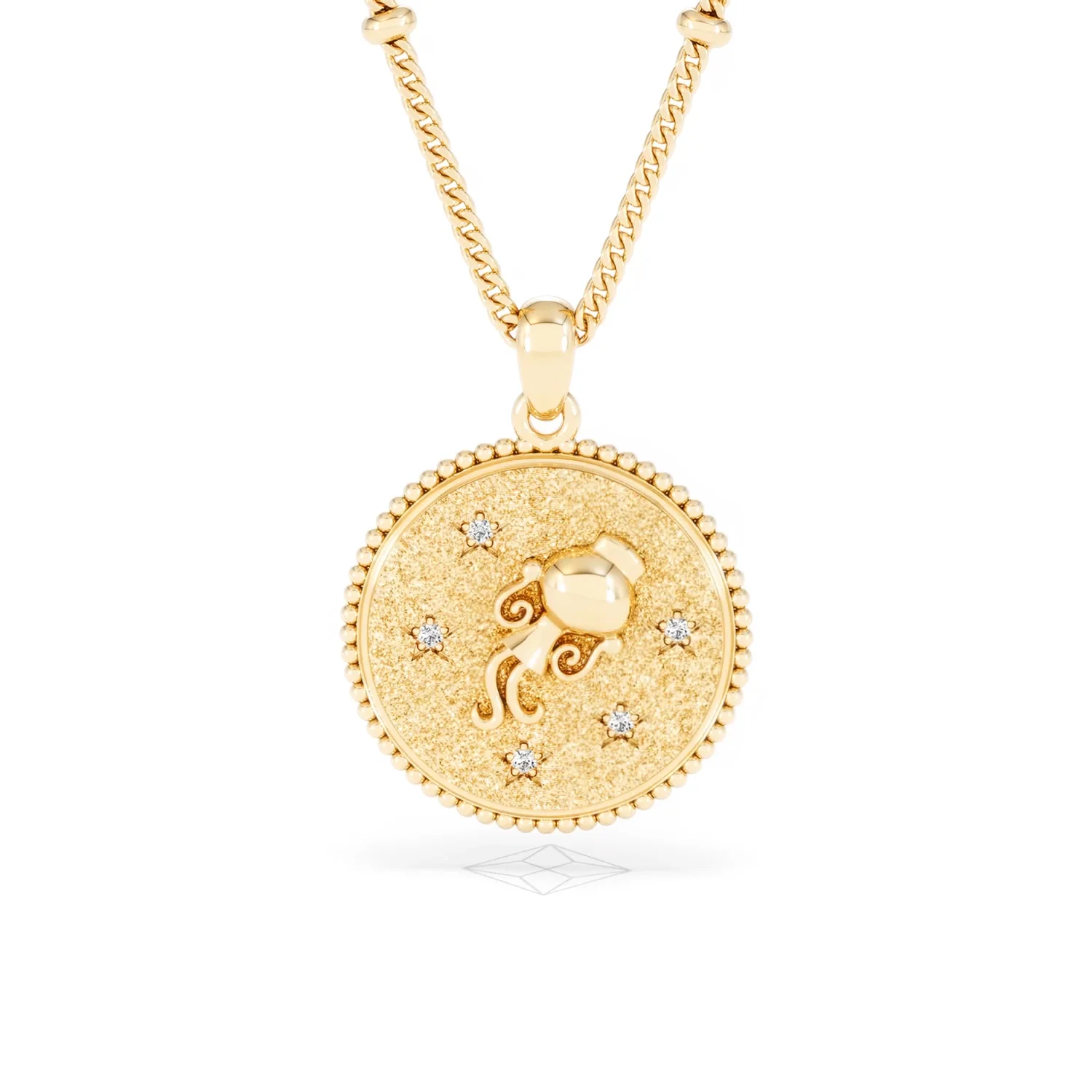 Zodiac Aquarius Necklace Medallion Lab Grown 0.02ct in 18K Gold Vermeil - Image 88