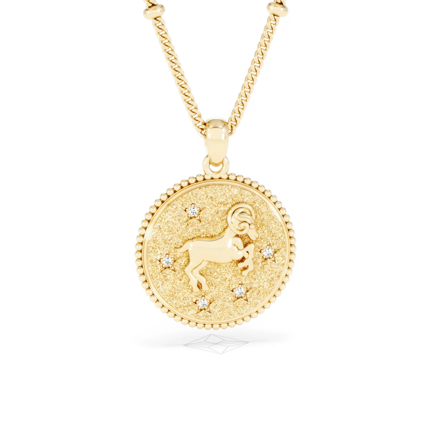 Zodiac Aries Necklace Medallion Lab Grown 0.02ct in 18K Gold Vermeil - Image 11