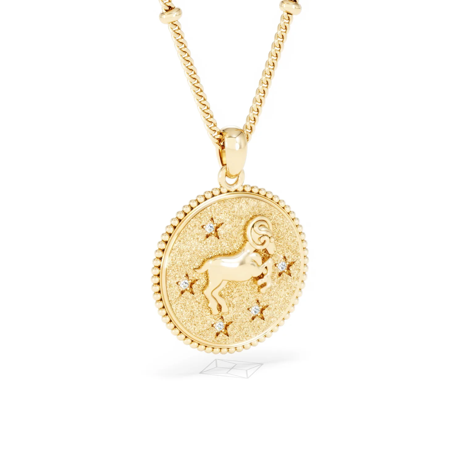 Zodiac Aries Necklace Medallion Lab Grown 0.02ct in 18K Gold Vermeil - Image 15