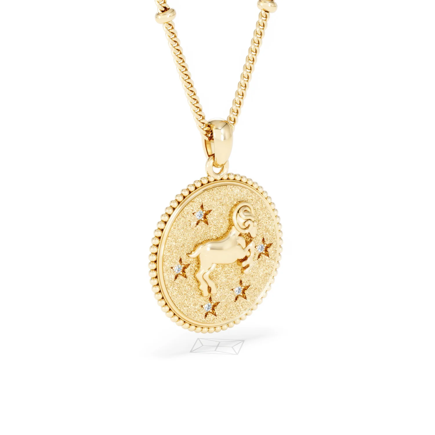 Zodiac Aries Necklace Medallion Lab Grown 0.02ct in 18K Gold Vermeil - Image 17